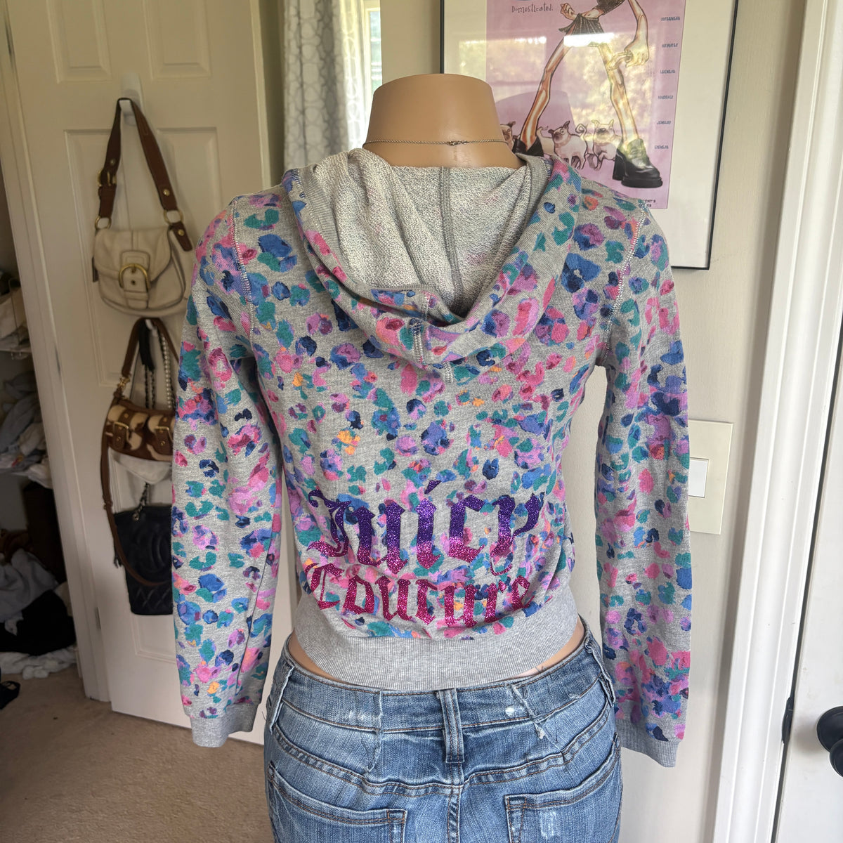 00s Juicy Couture leopard zip hoodie (size XS/S)