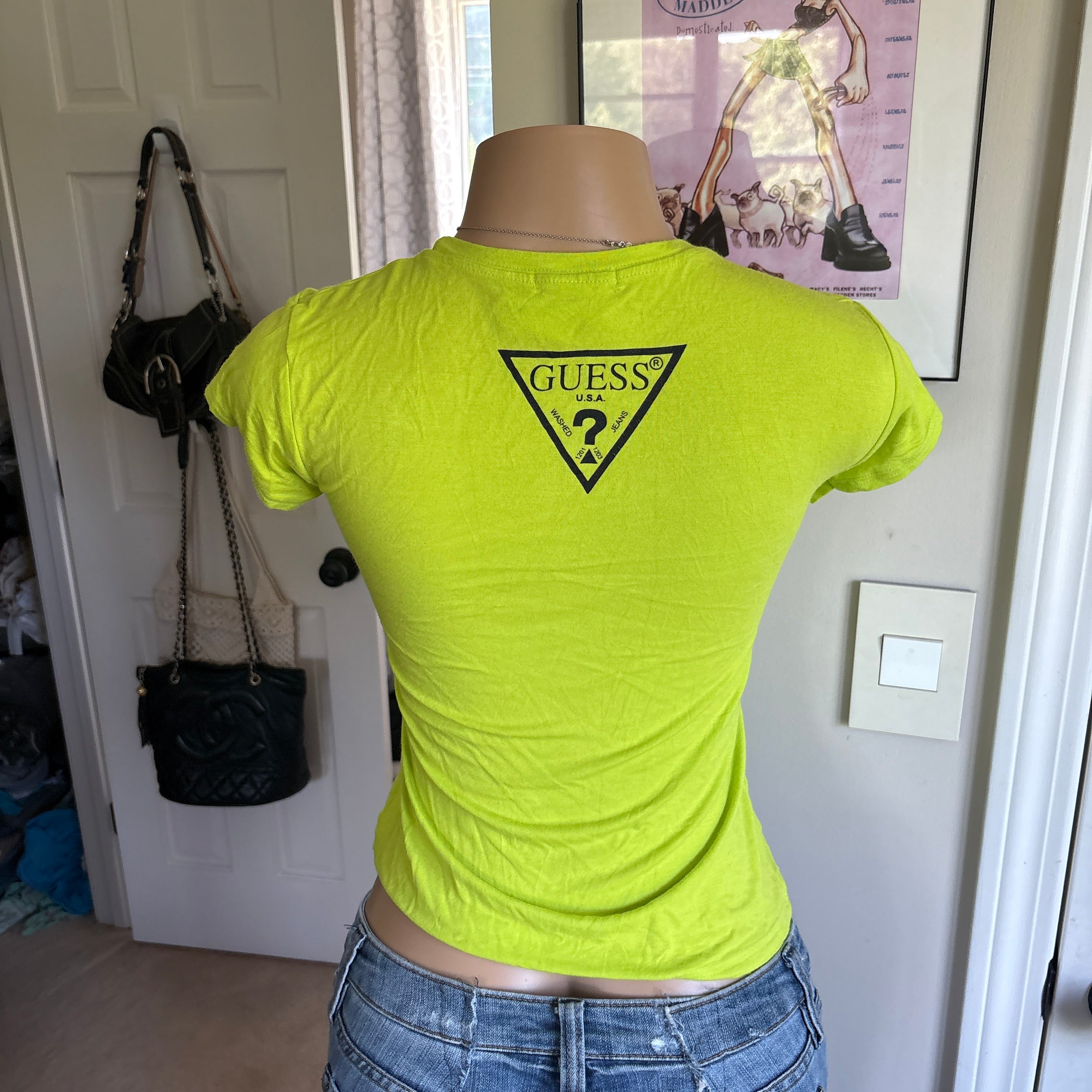 00s guess neon spellout short sleeve (size S)