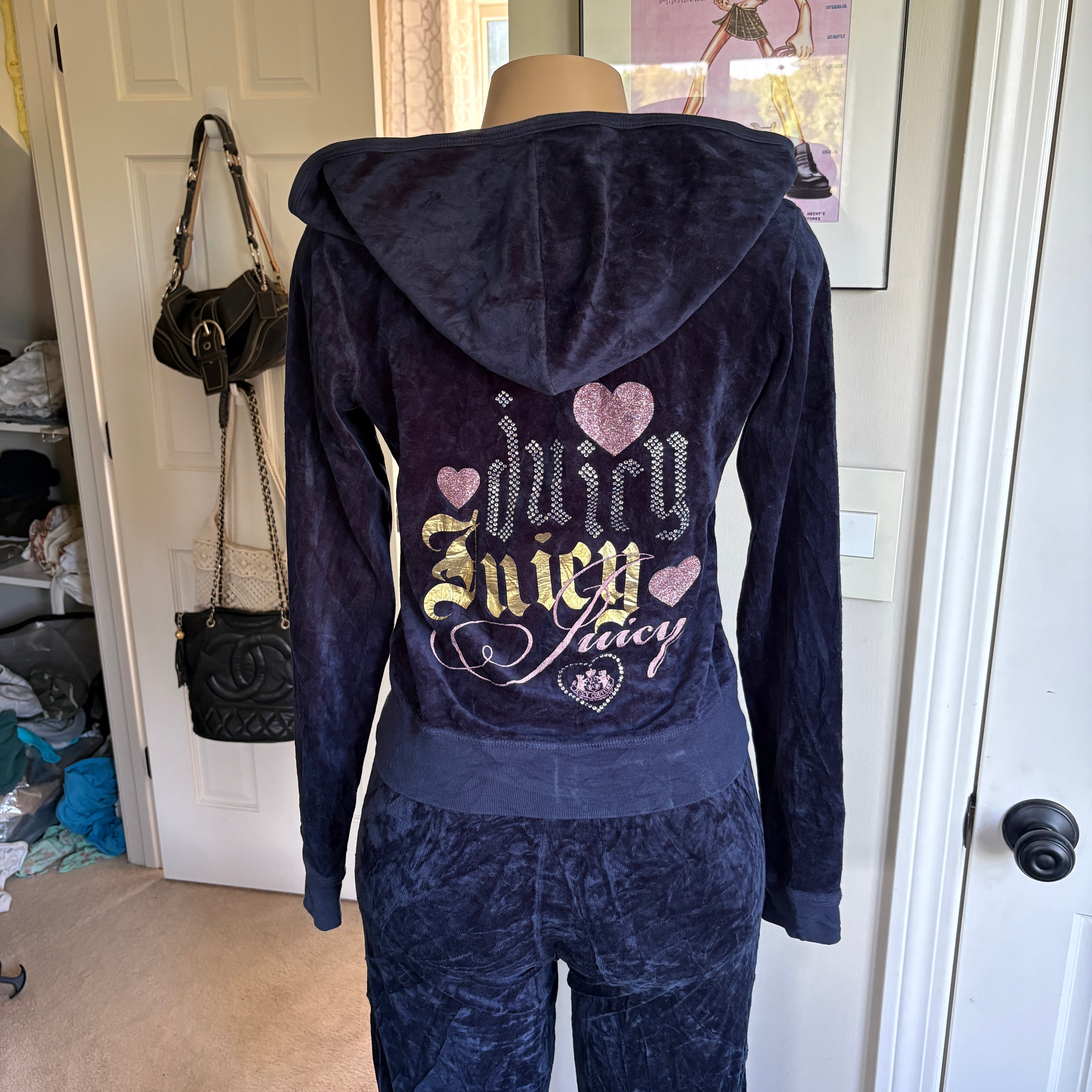 00s Juicy Couture navy decal tracksuit set (size S/M)