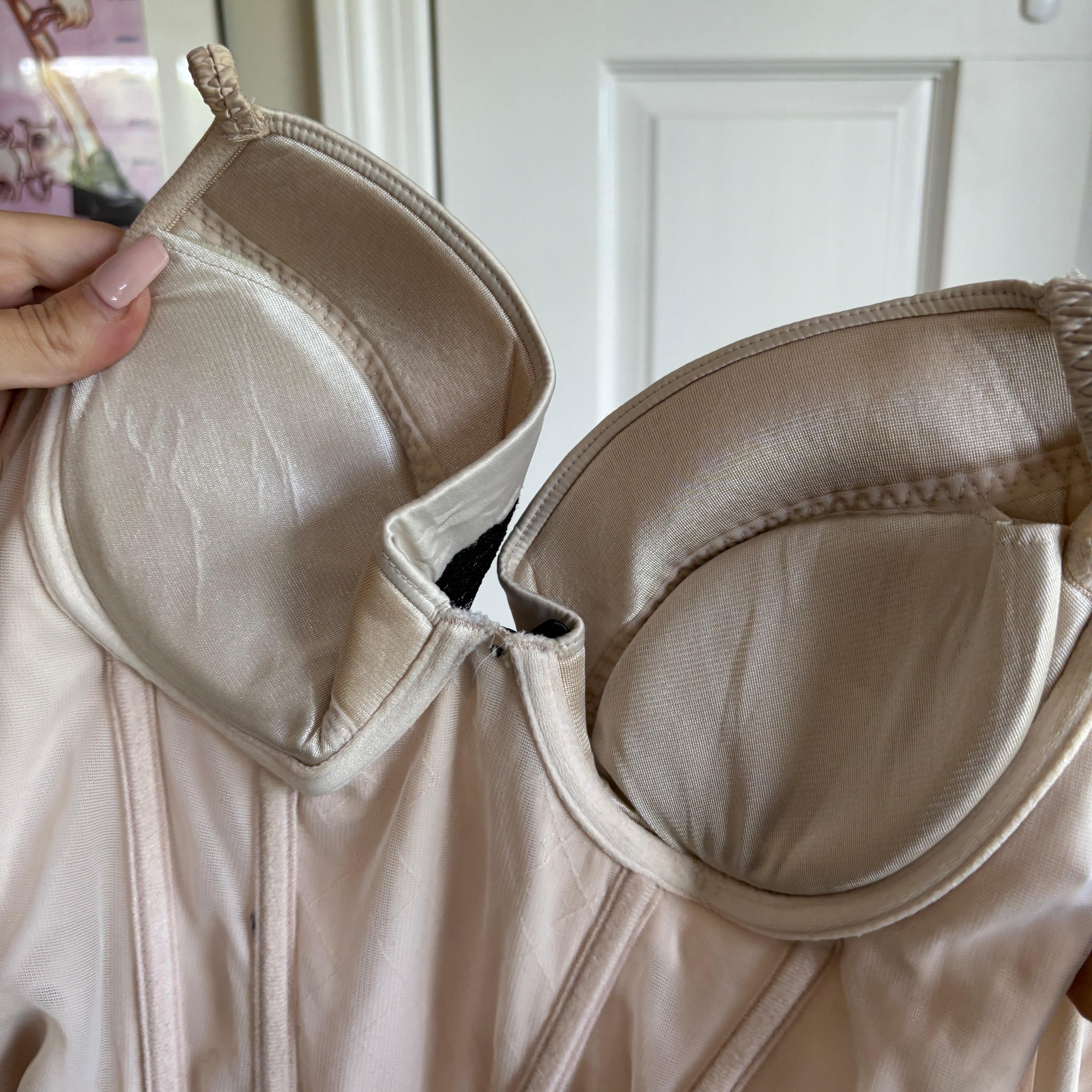 00s white & black lace corset bustier top (size L)