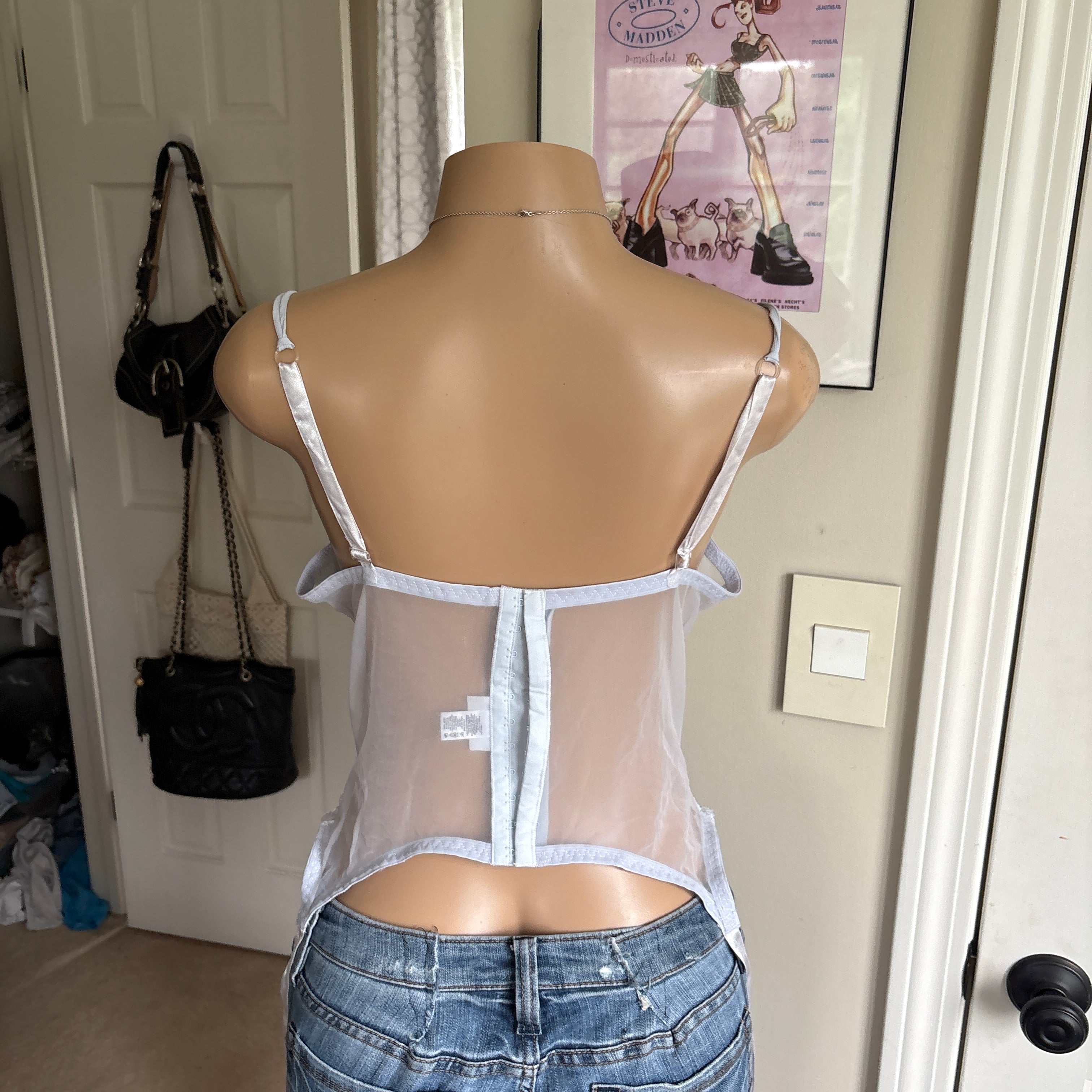 00s light blue floral corset top (size 1x)