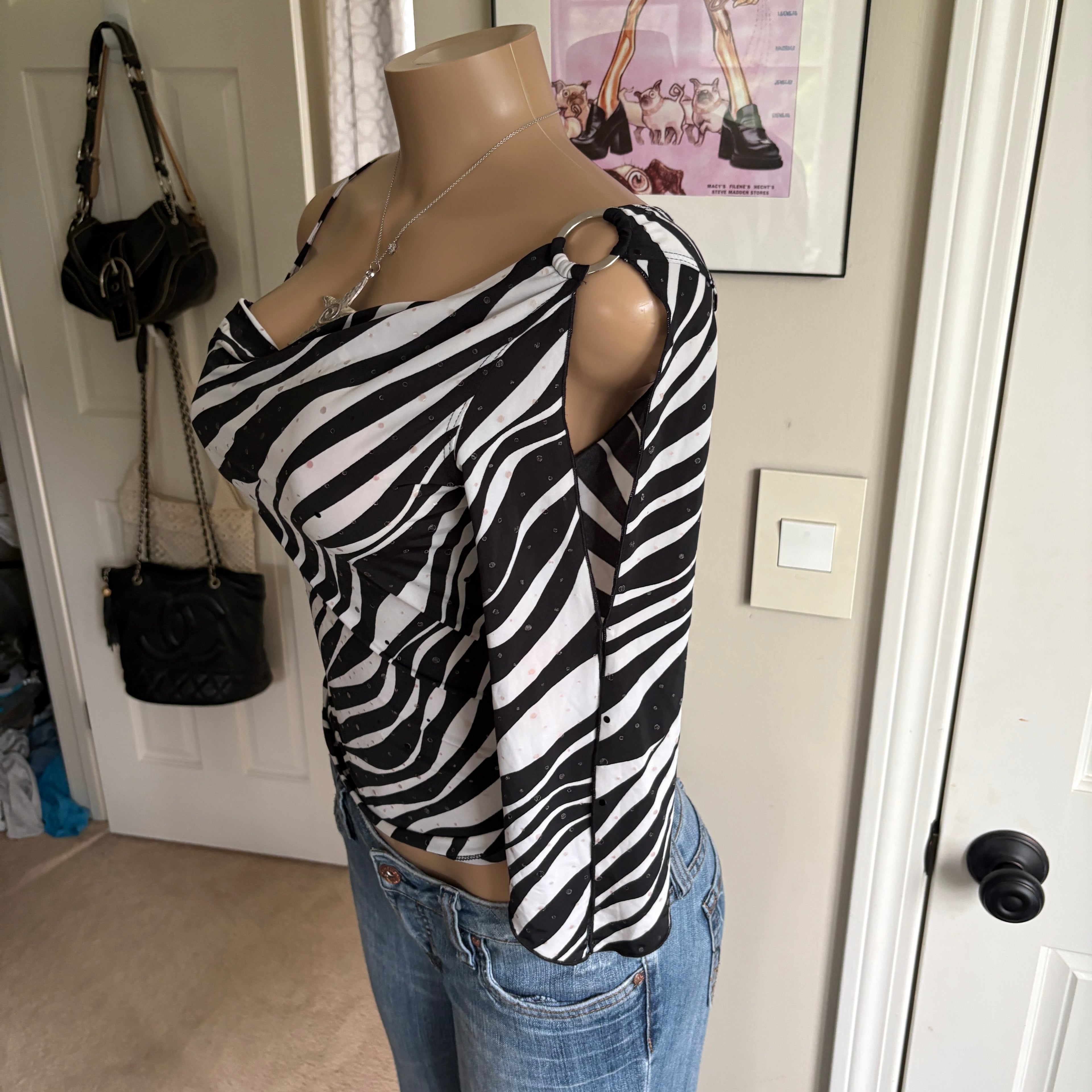 00s zebra print one shoulder top (size S)