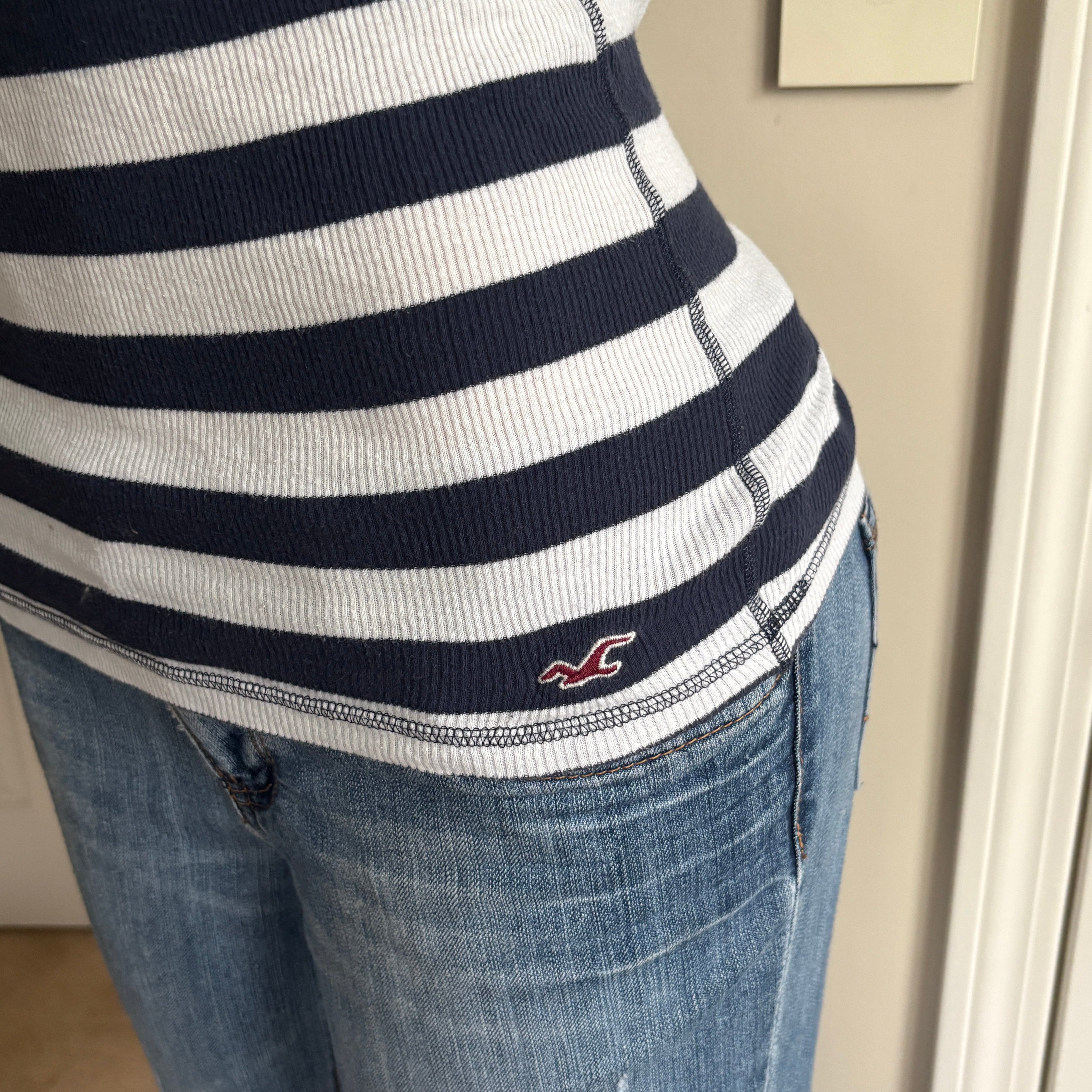 00s Hollister navy & white striped tank (size L)