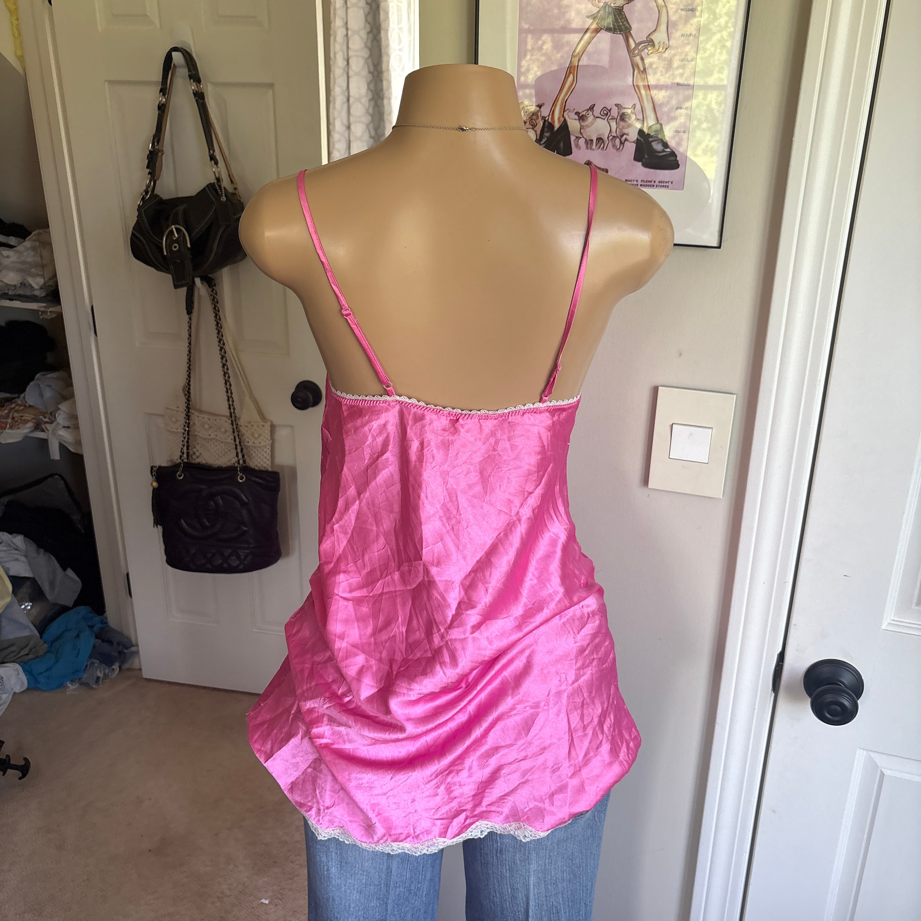 00s Victoria's Secret pink lace slip top (size S)