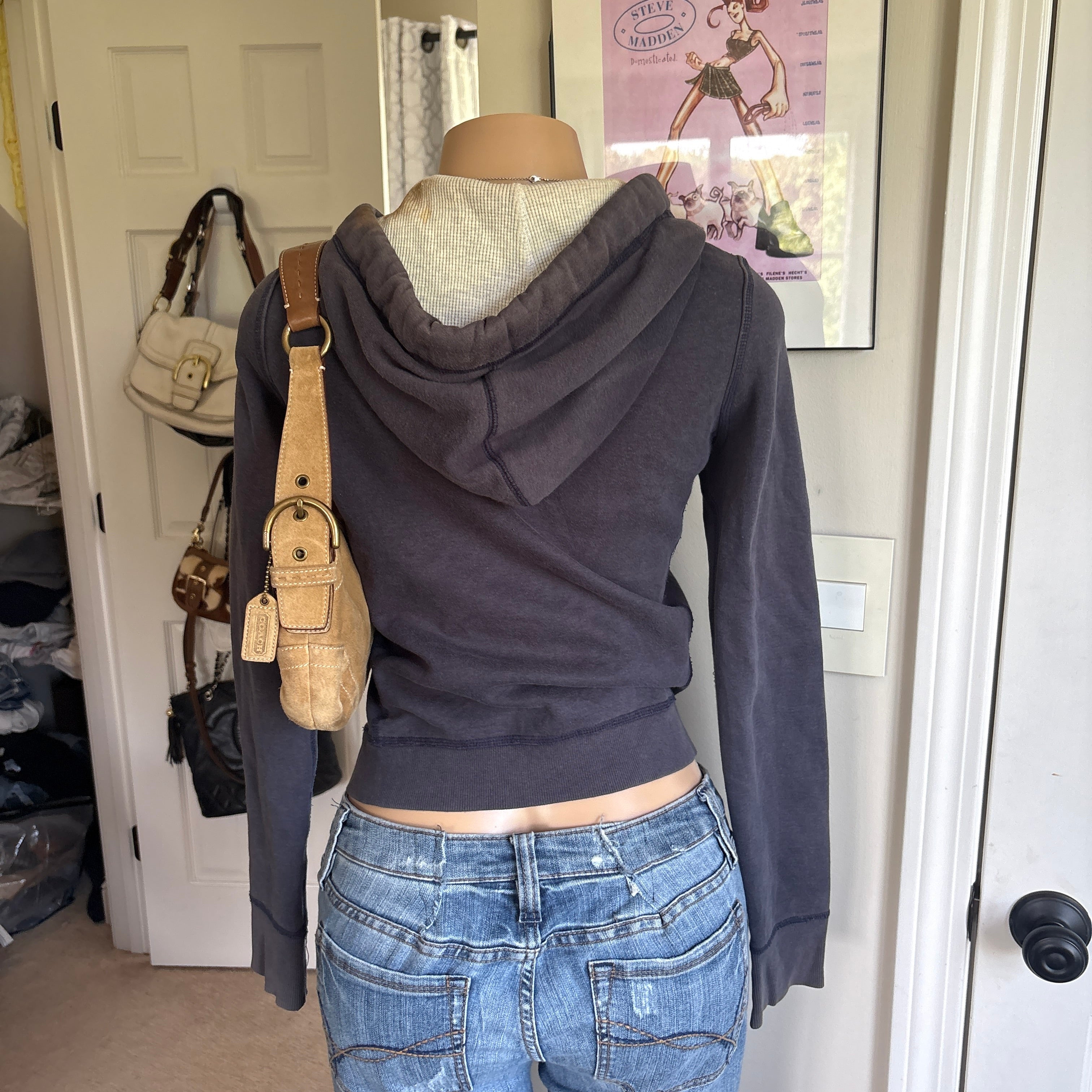 00s Abercrombie spellout navy zip hoodie (size S)