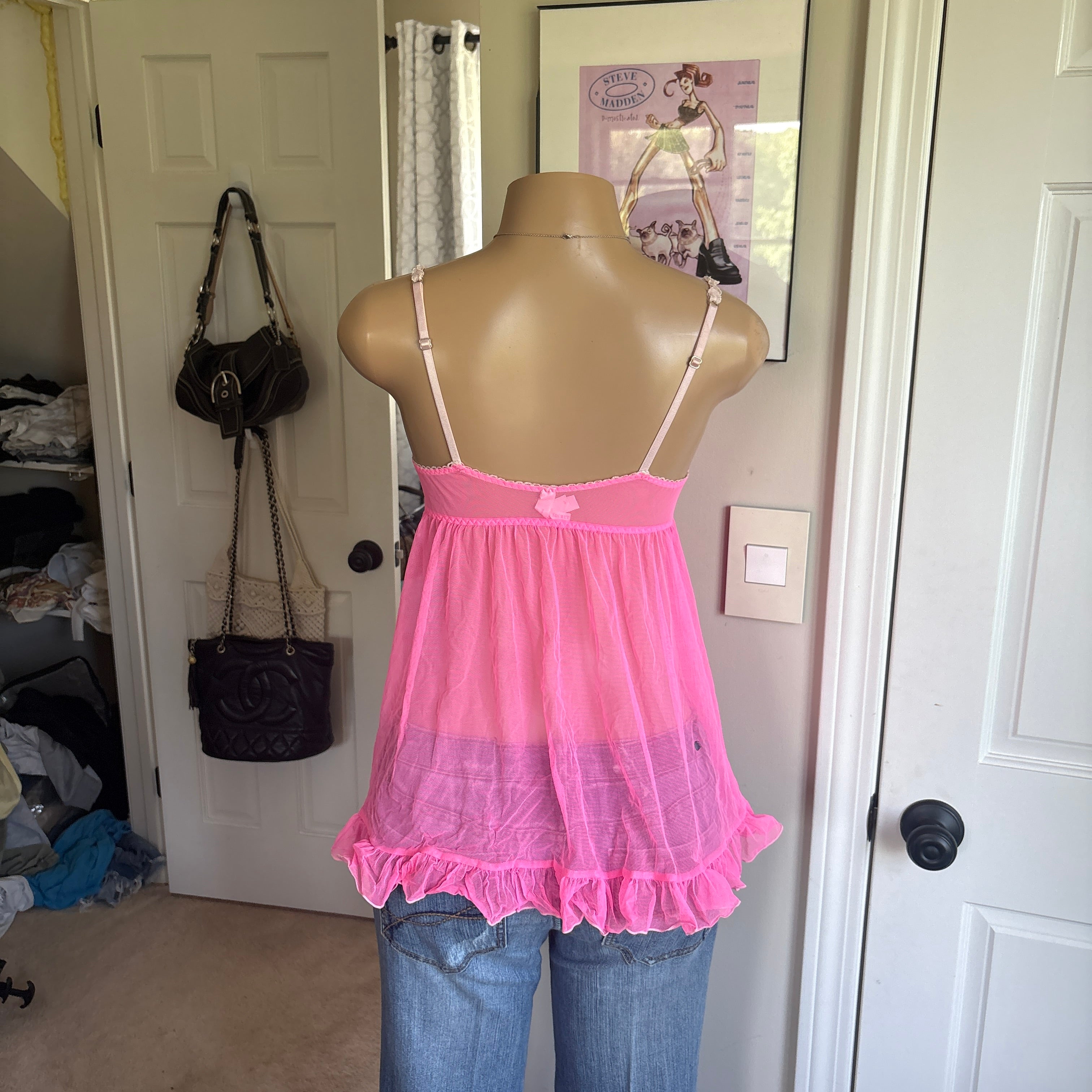 00s Victoria's Secret pink babydoll slip top (size S)