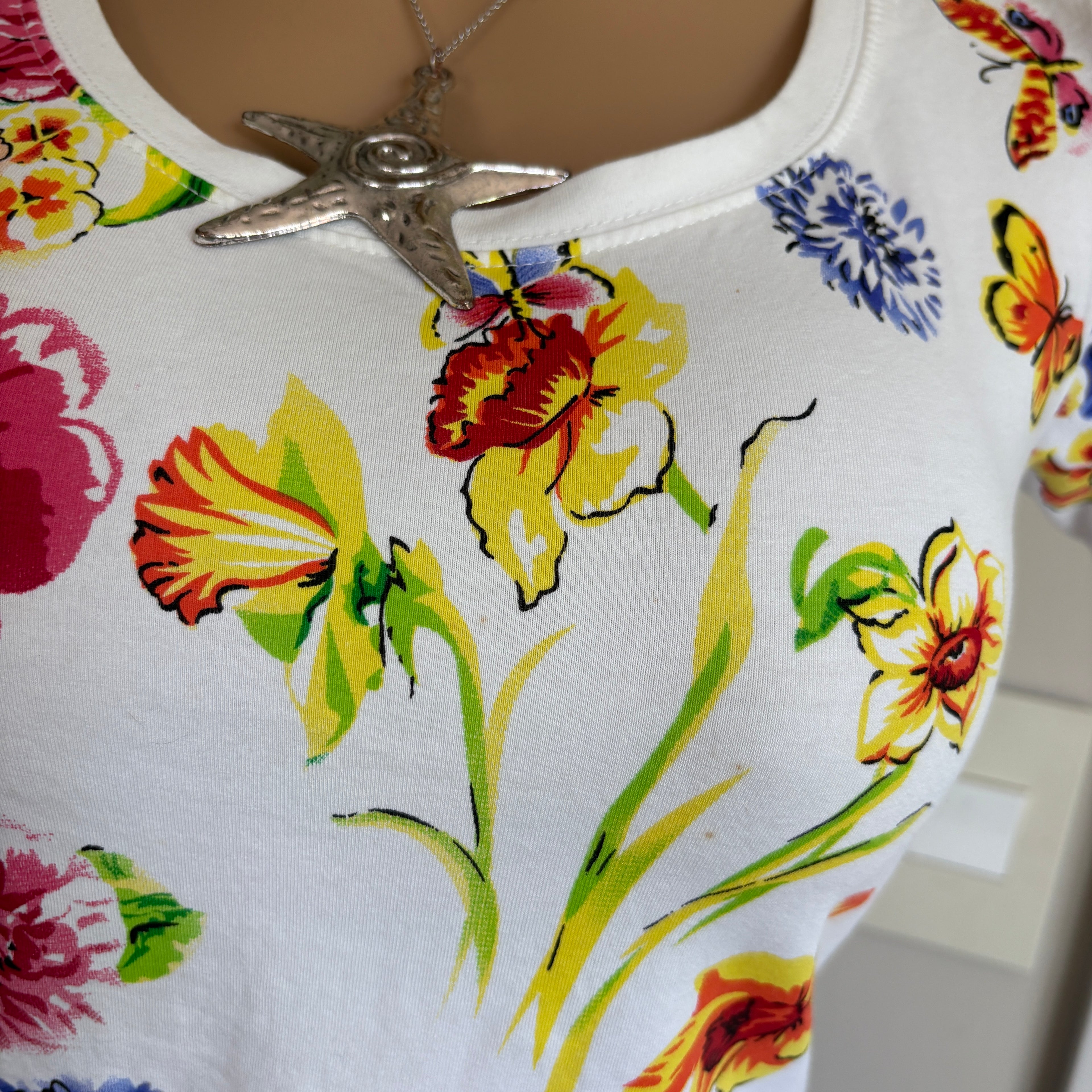 00s Versace floral short sleeve top (size M)