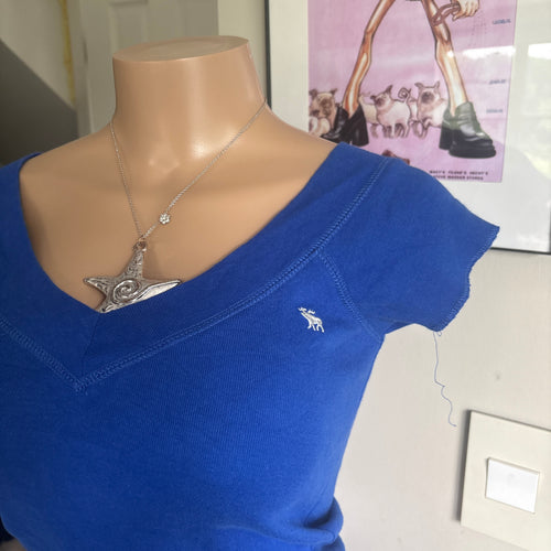 00s Abercrombie blue moose short sleeve (size XS/S)