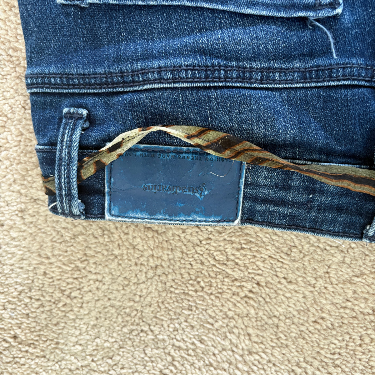 00s Stradivarius denim leopard midi skirt (size S)