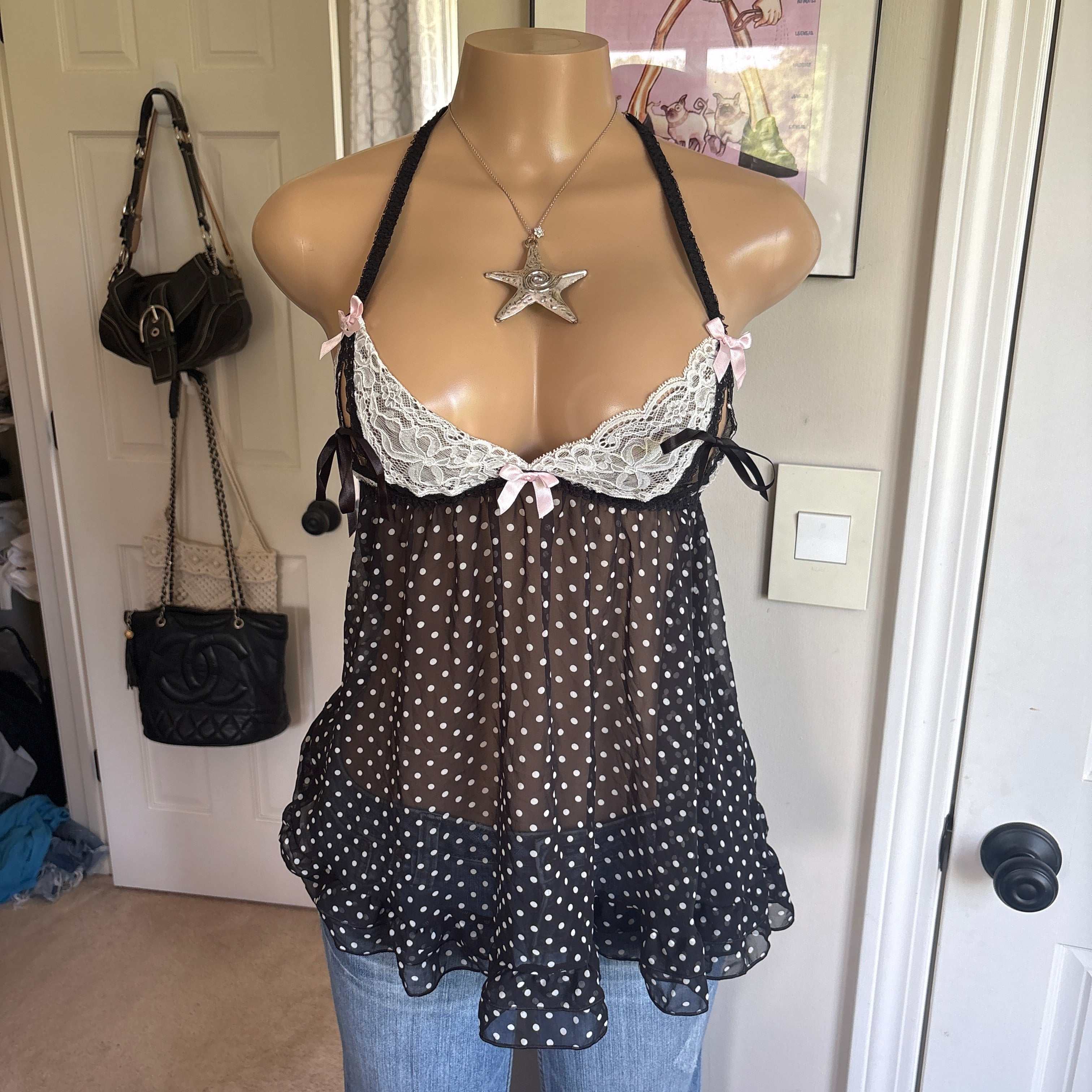 00s Victoria's Secret polka dot babydoll cami (size M)