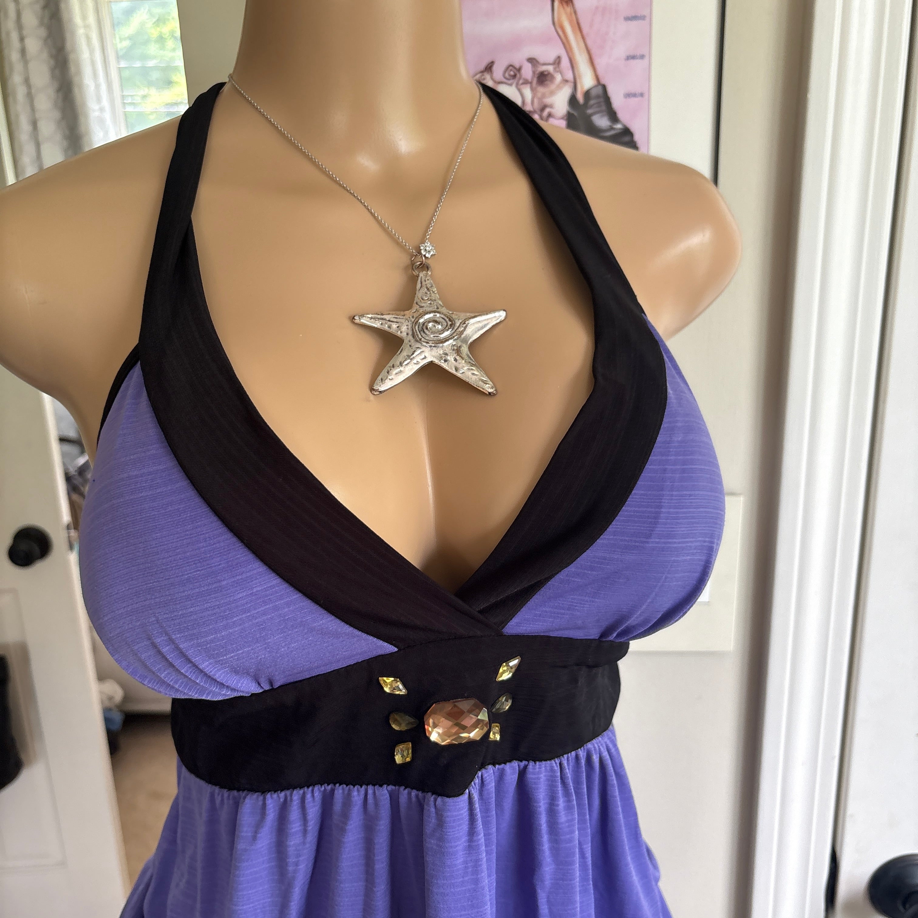 00s IZ Byer purple v neck halter top (size XL)