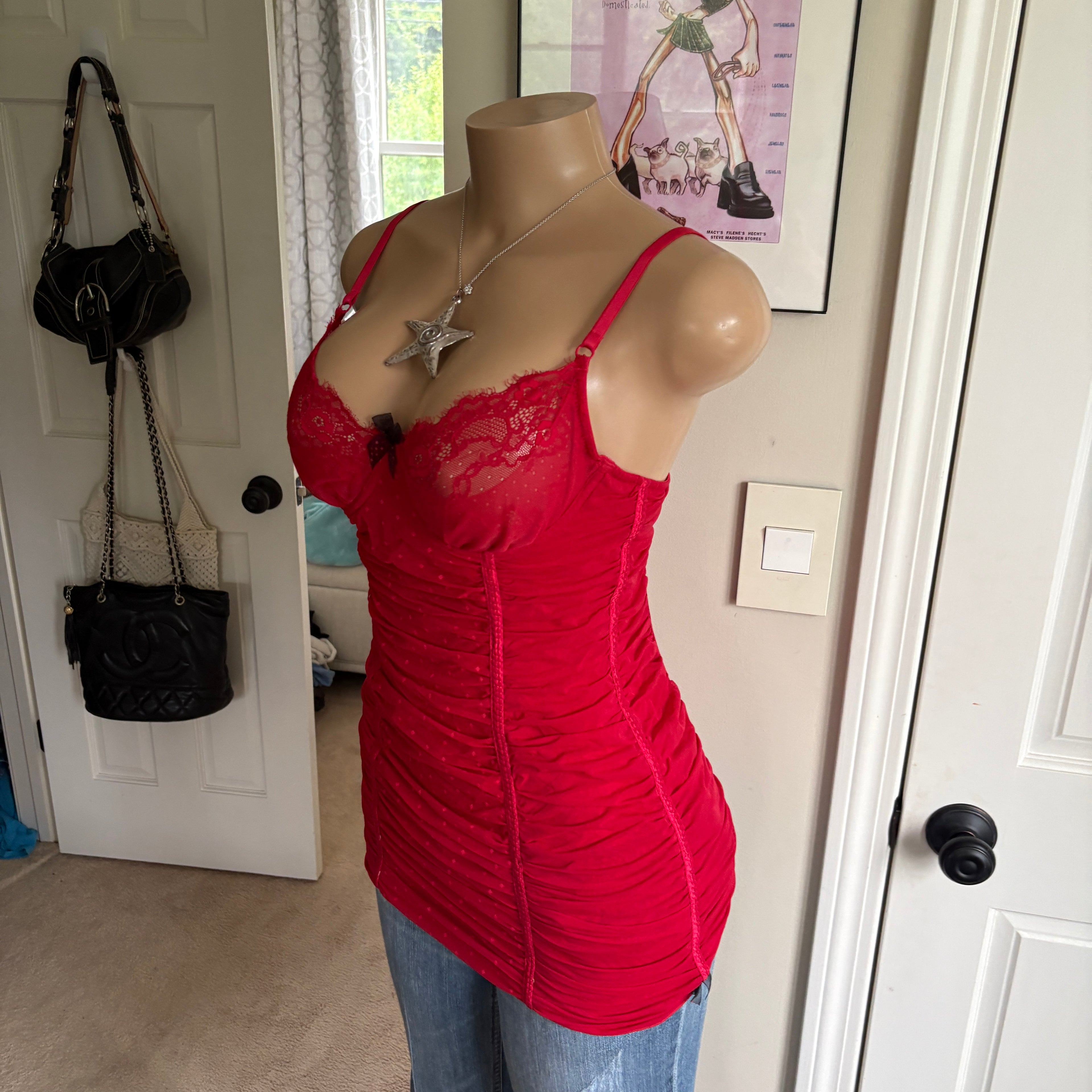 00s Jezebel red bustier lingerie top (size M)