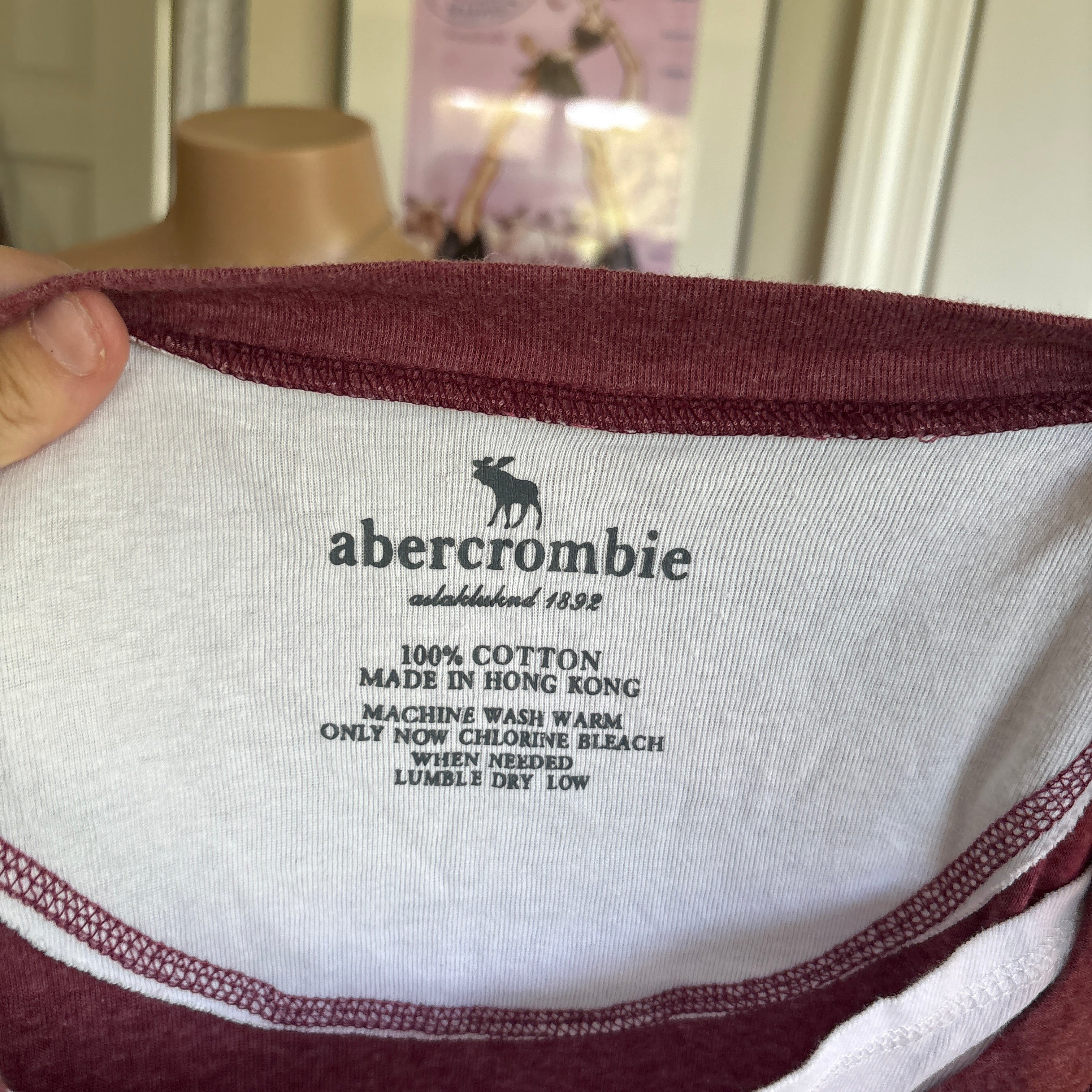 00s Abercrombie red henley top (size S)