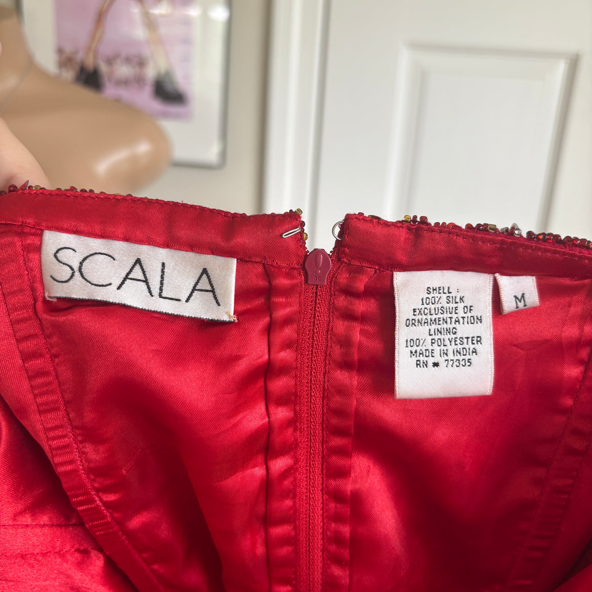 00s beaded red silk tank top (size M)