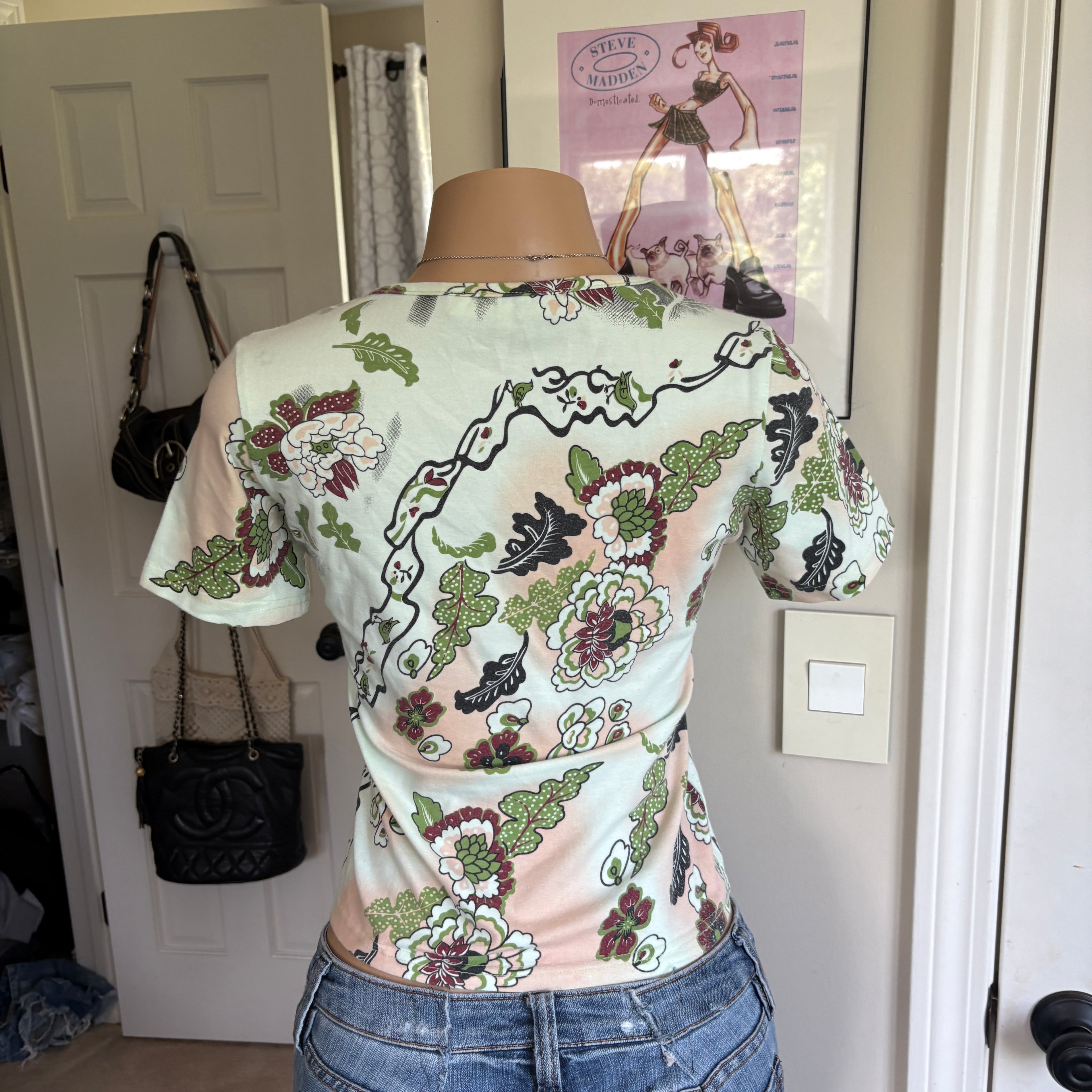00s Miss Sixty floral sequin short sleeve top (size M)