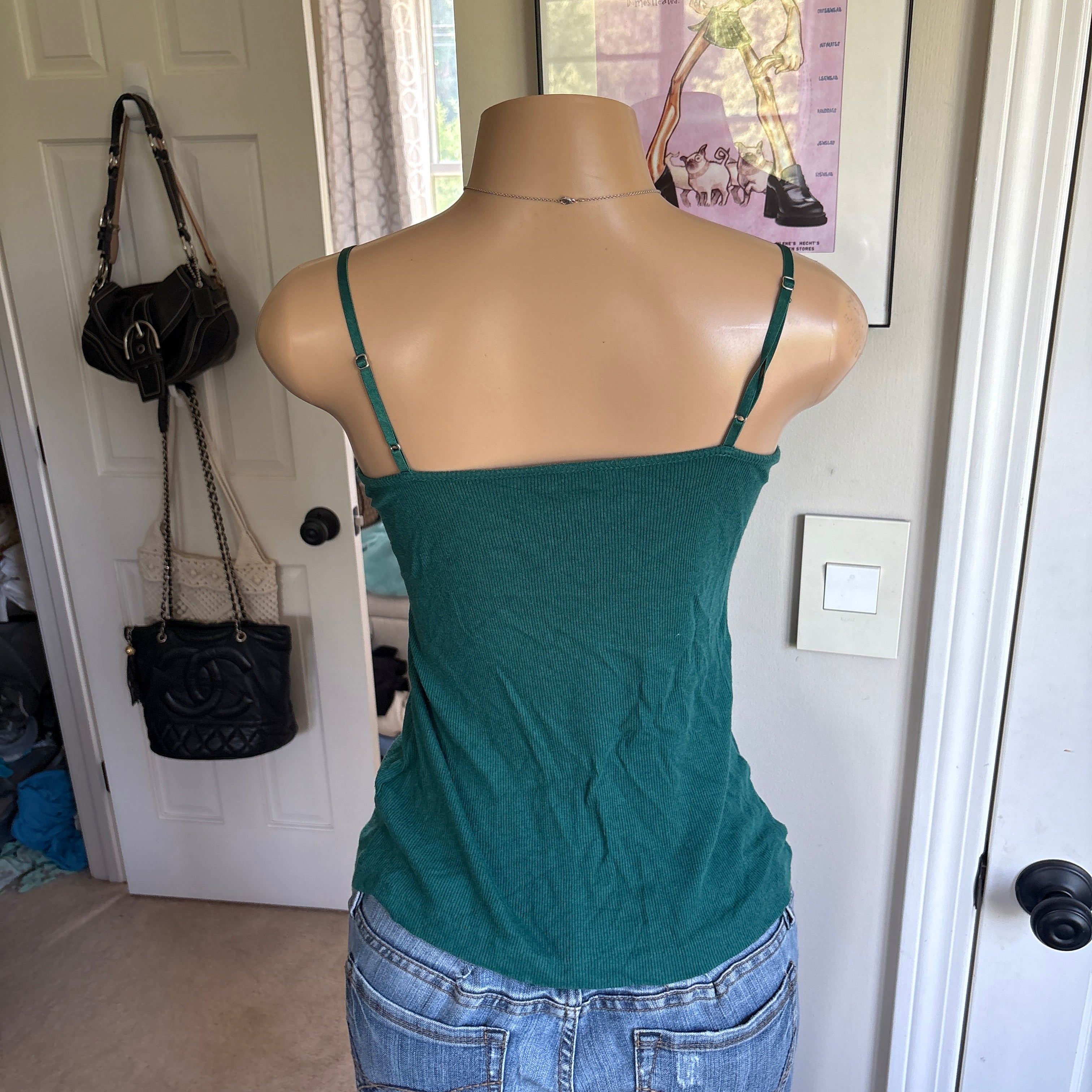 00s green lace cami (size M)
