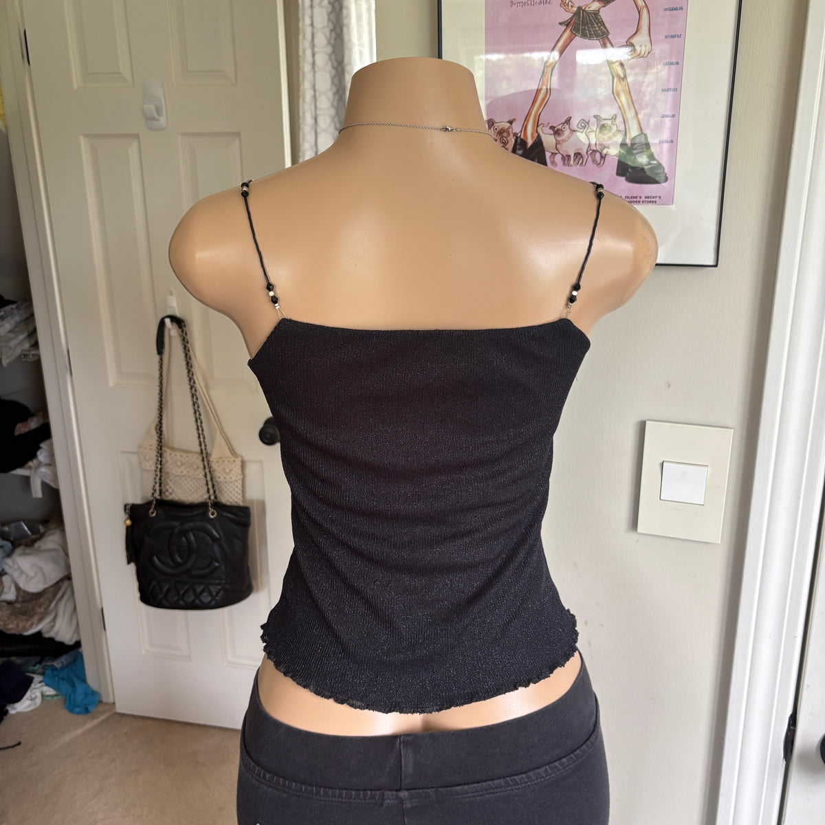 00s black beaded strap cami (size S)