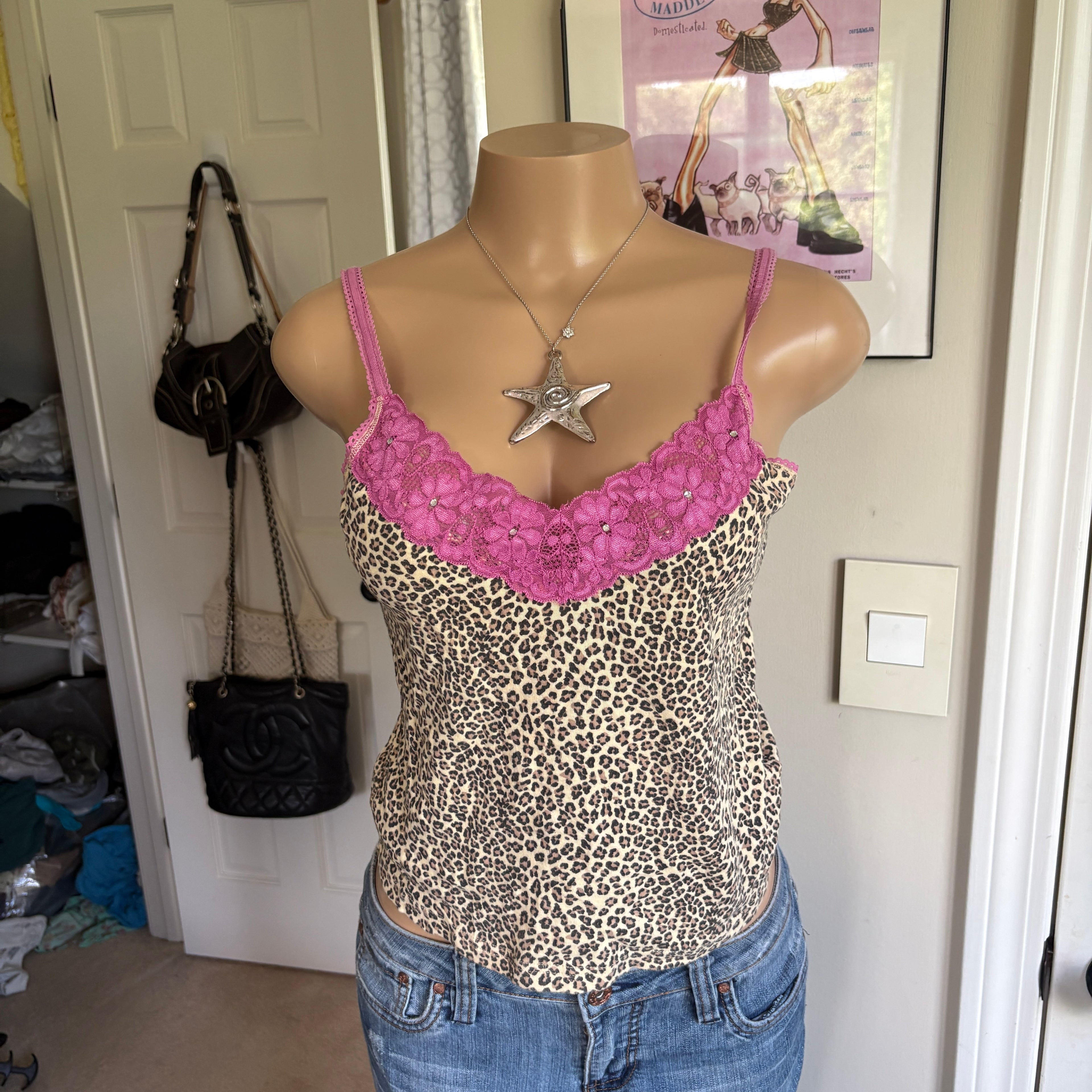 00s leopard & pink cami (size M)