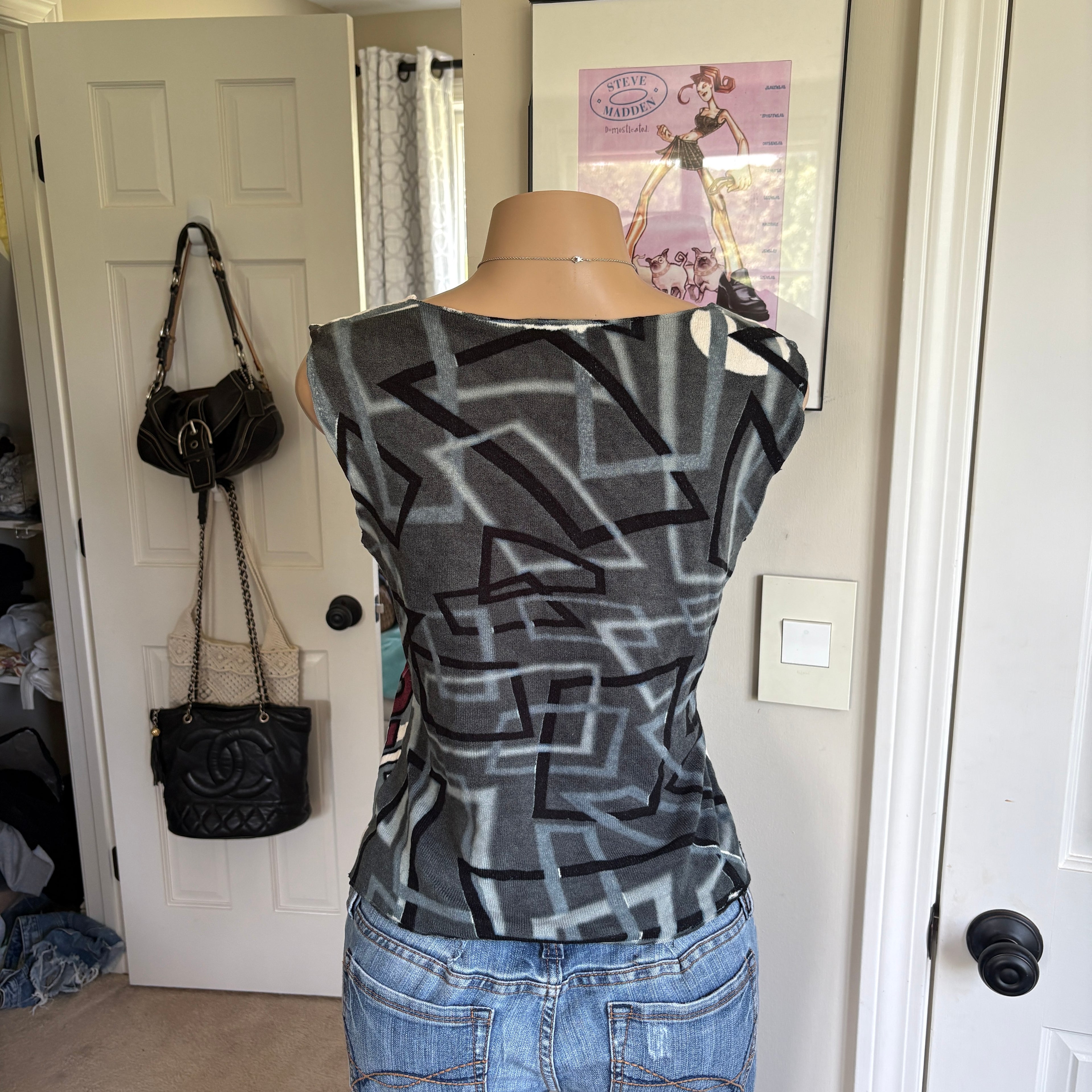 00s Custo Barcelona gray abstract tank top (size L)