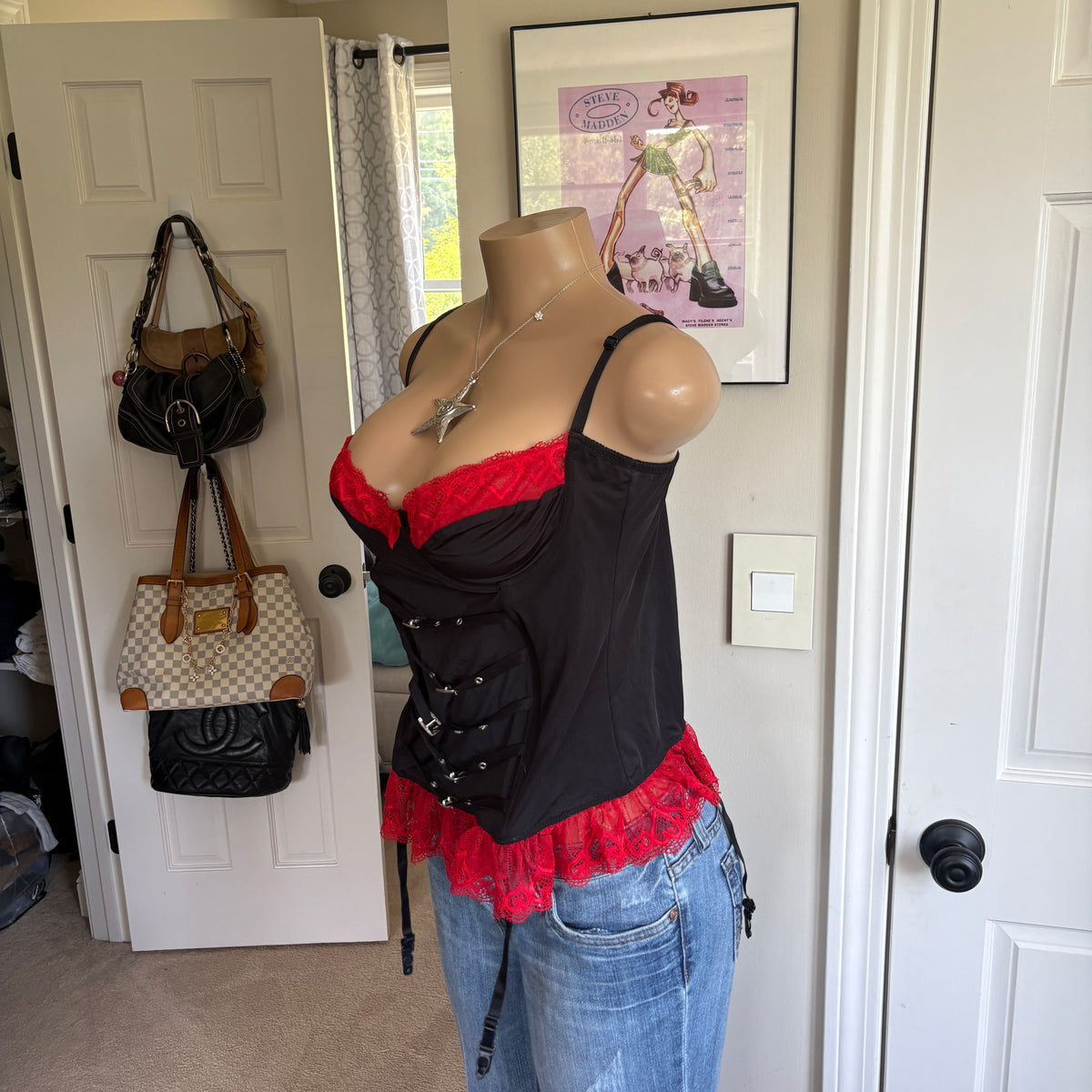 00s black & red bustier corser top (size 38C)