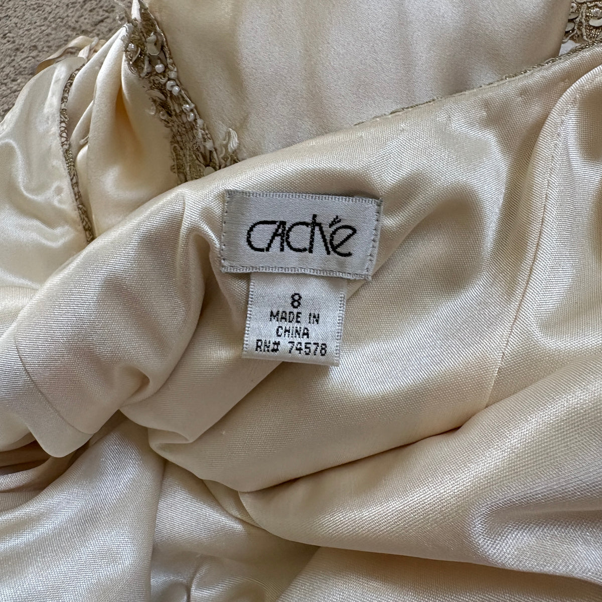 00s Cache silk beaded maxi dress (size M)