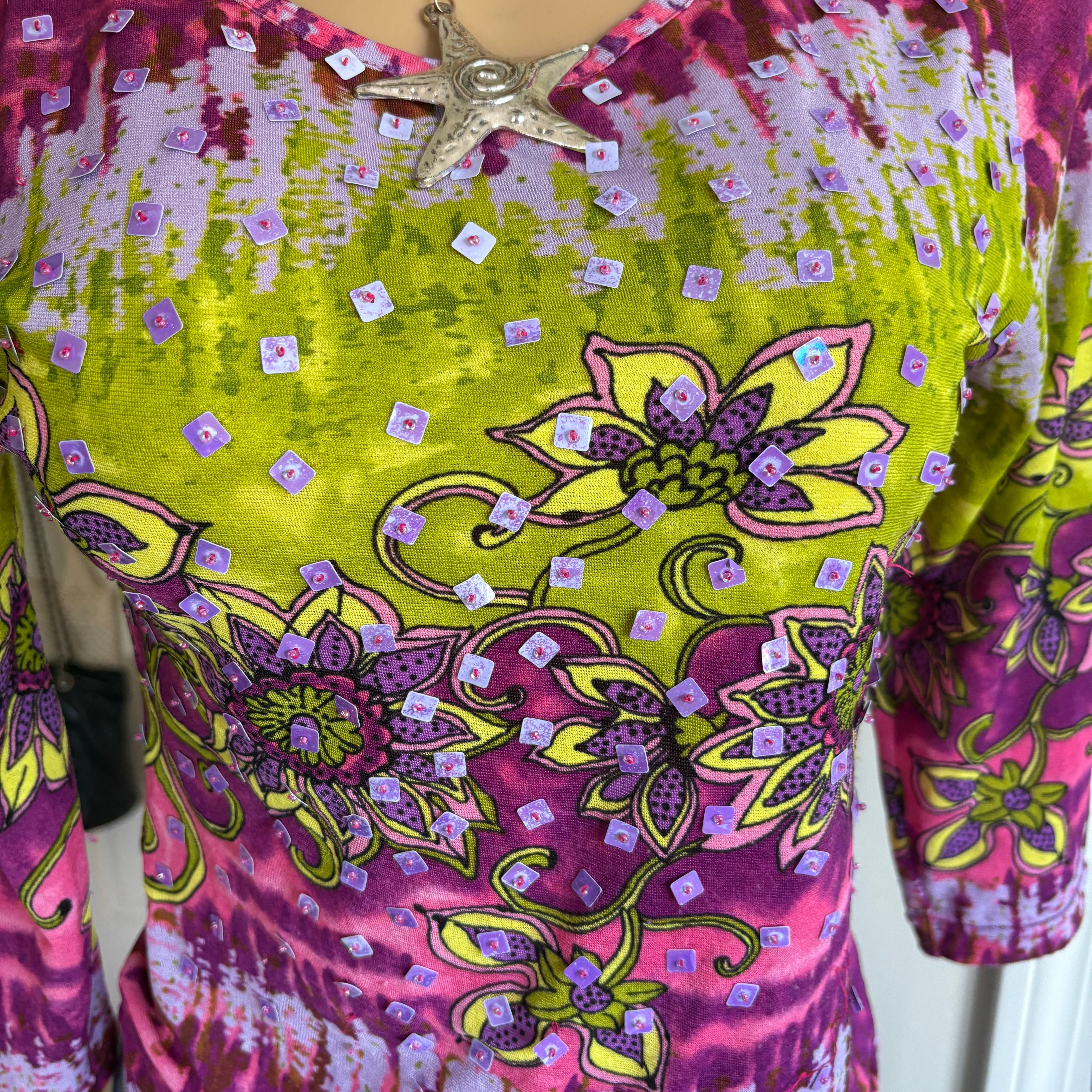 00s unique multi colored sequin long sleeve (size M)
