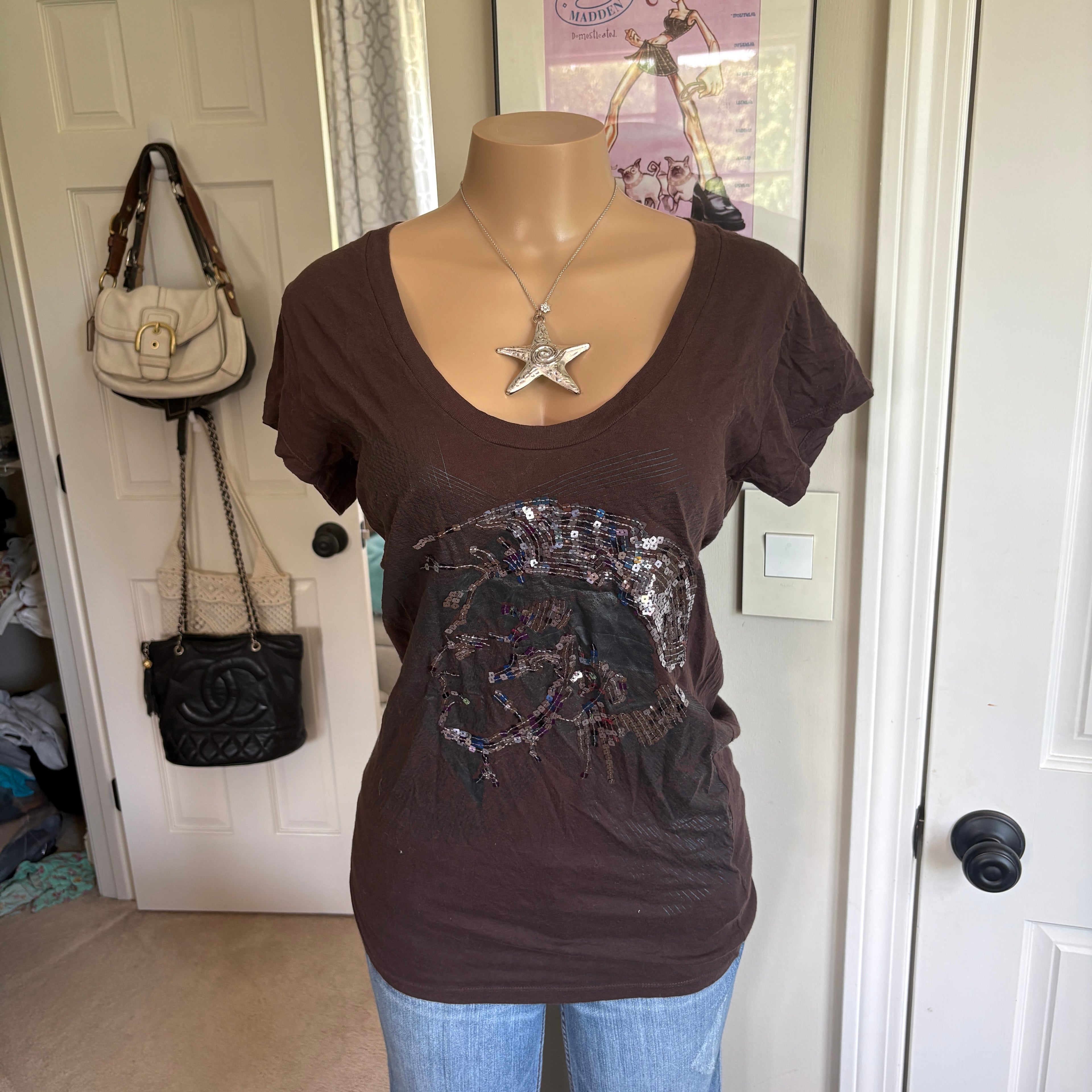 00s Diesel brown short sleeve top (size M)