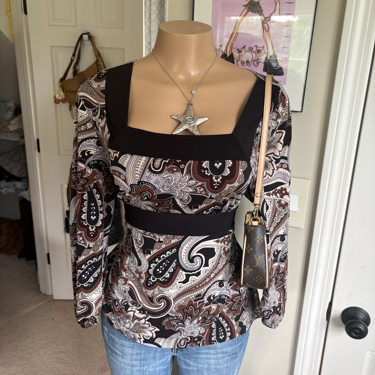 00s paisley tie back long sleeve (size L)