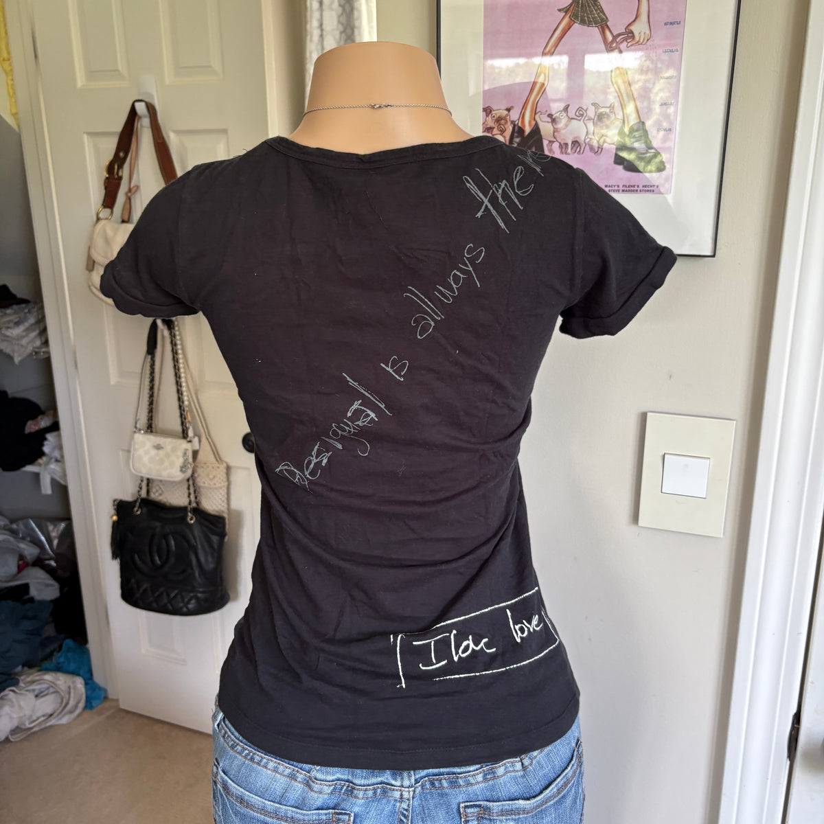 00s Desigual black graphic short sleeve top (size M)