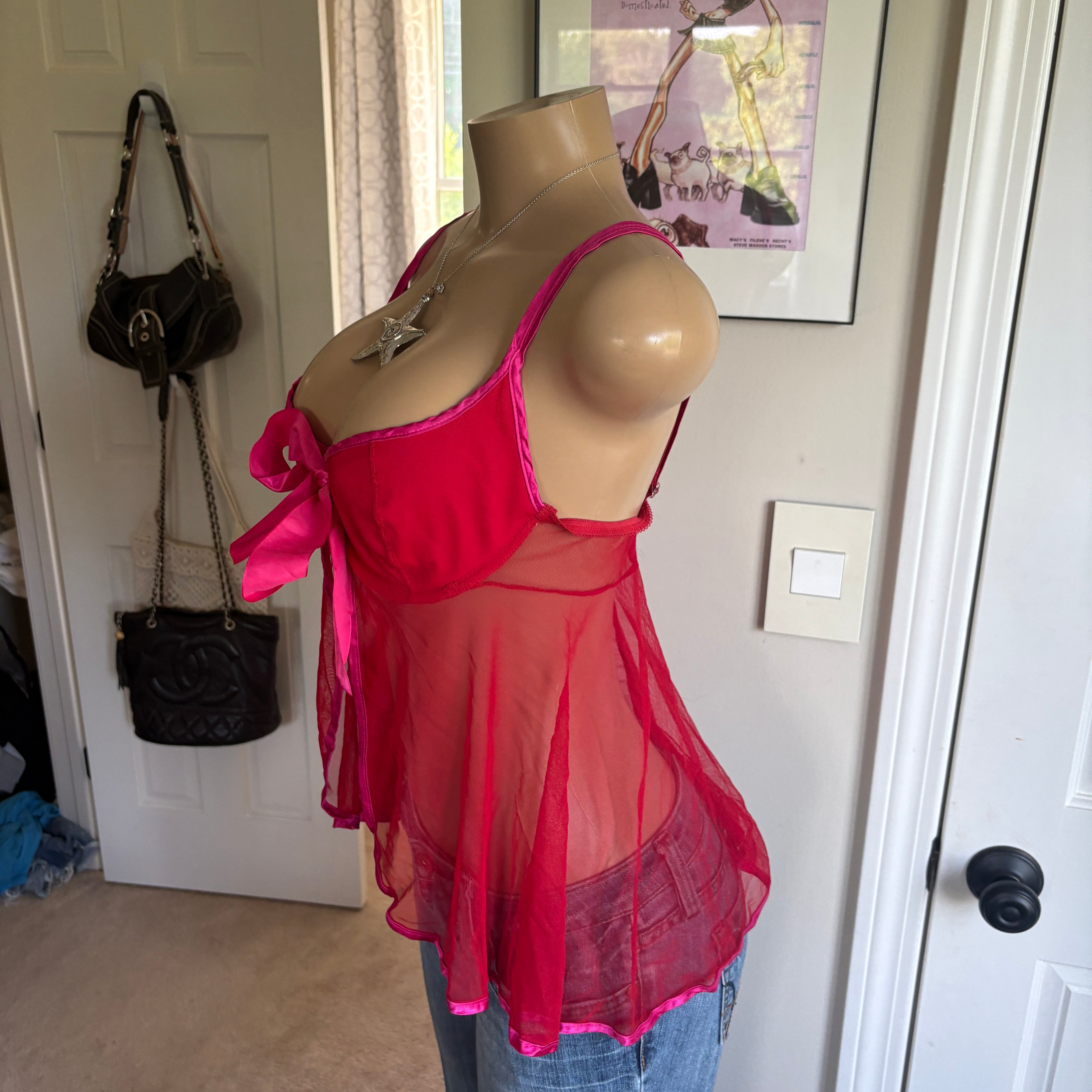 00s Victoria's Secret red babydoll slip top (size L)