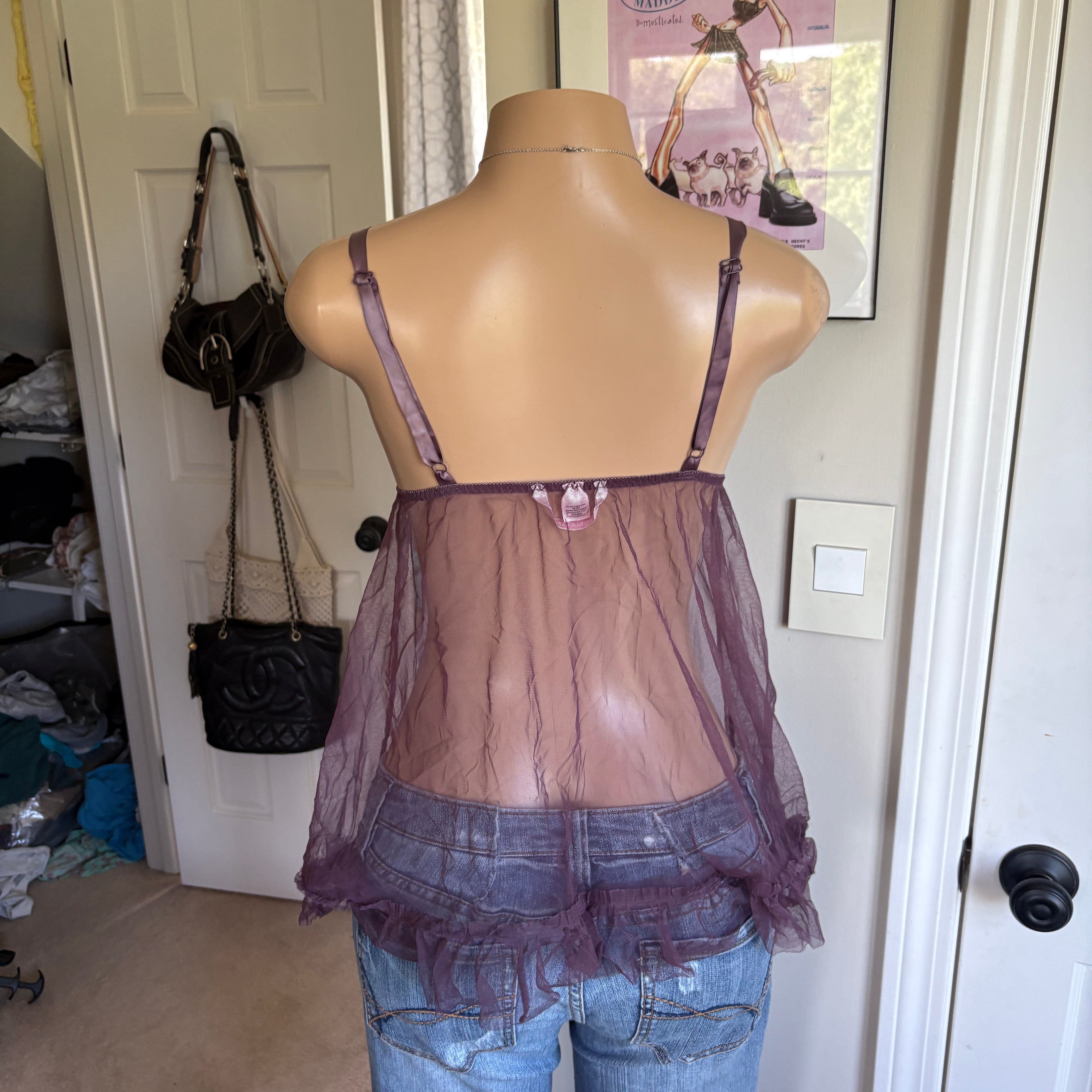 00s Victoria's Secret purple sheer babydoll cami (size M)