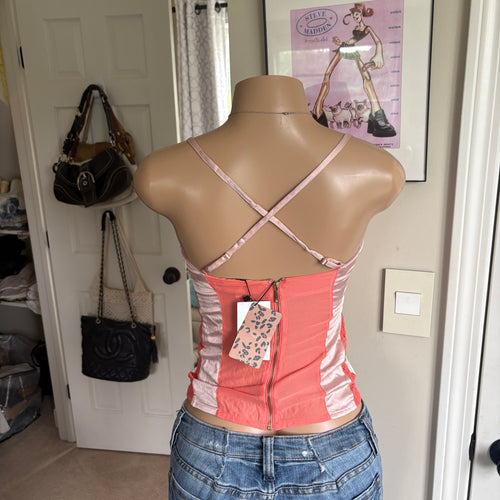 00s Bershka peach corset bustier top (size M)