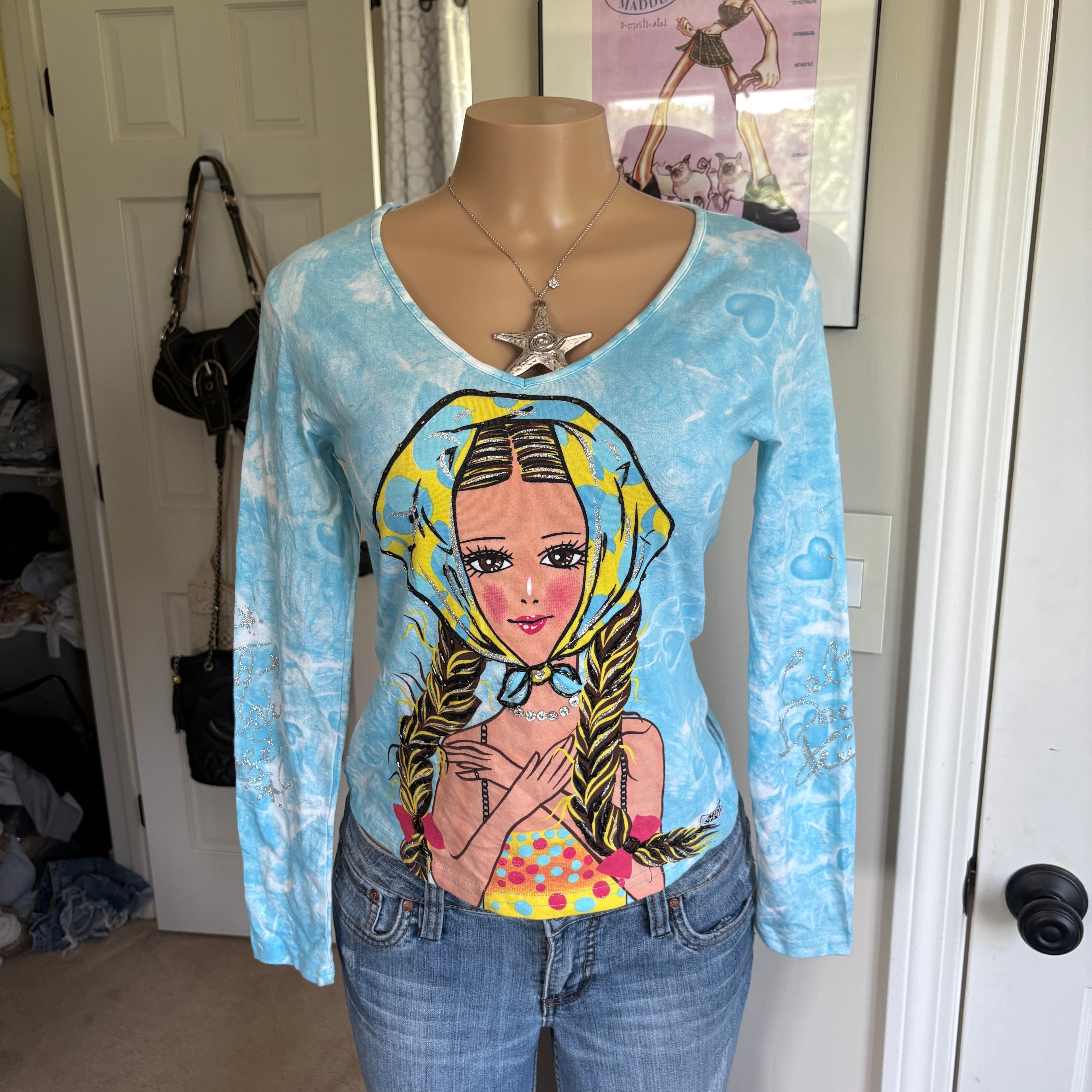 00s Miss Sixty rare illustrative long sleeve (size M)