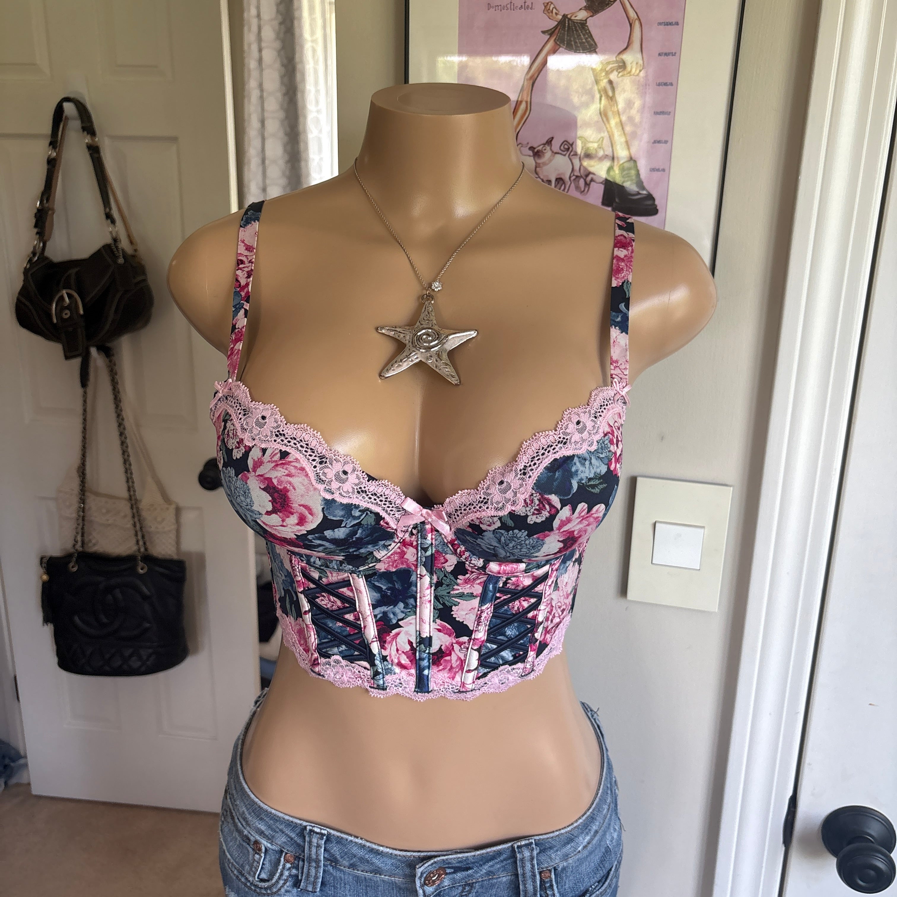 00s Victoria's Secret floral bustier corset top (size 32D)