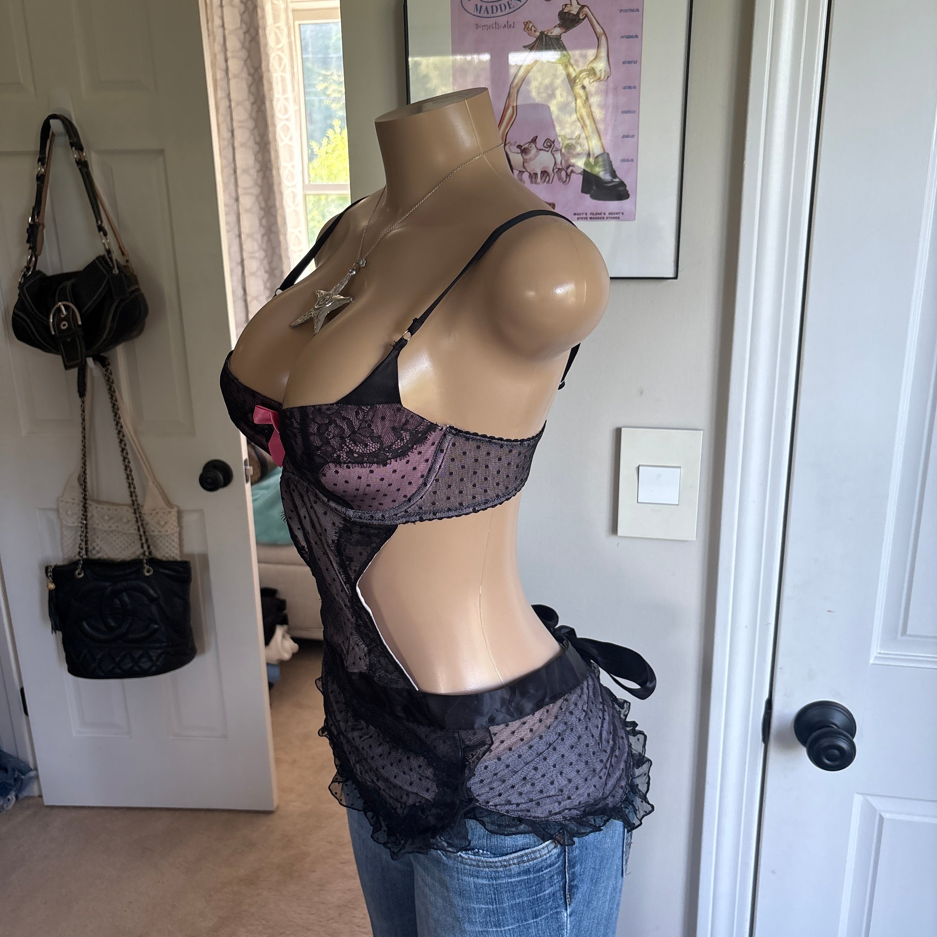 00s rare Victoria's Secret french maid lingerie top (size 34C)