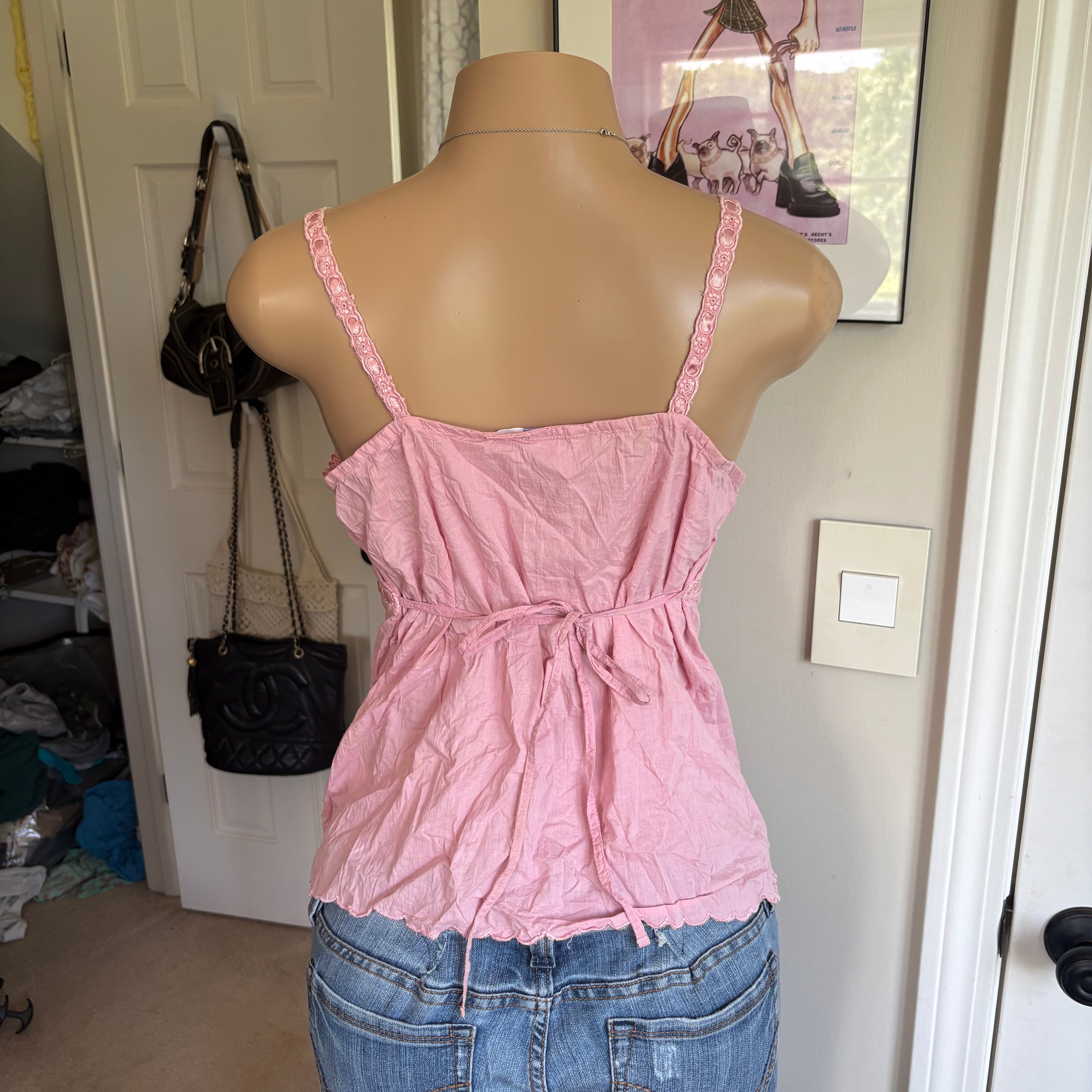 00s pink tie back cami (size S)