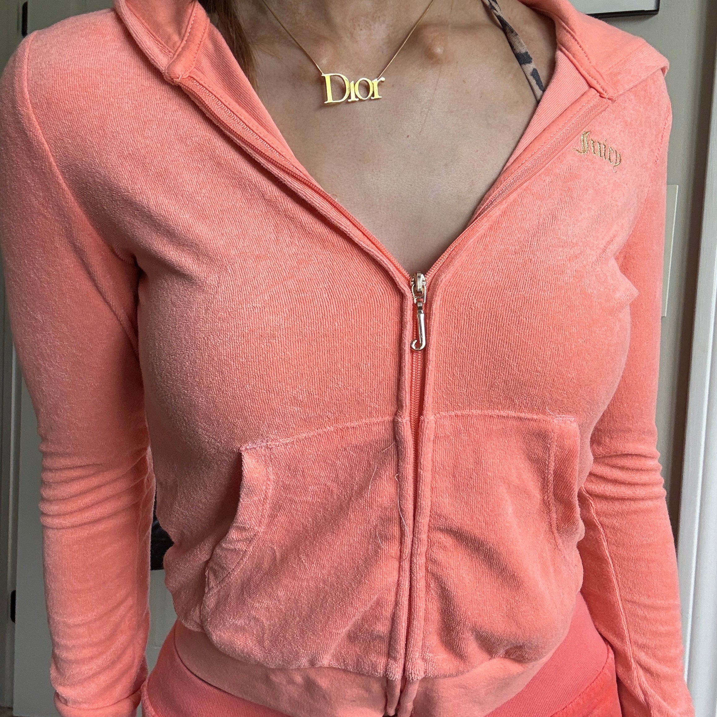 00s Juicy Couture cherry coral pink tracksuit set (size XS/S)