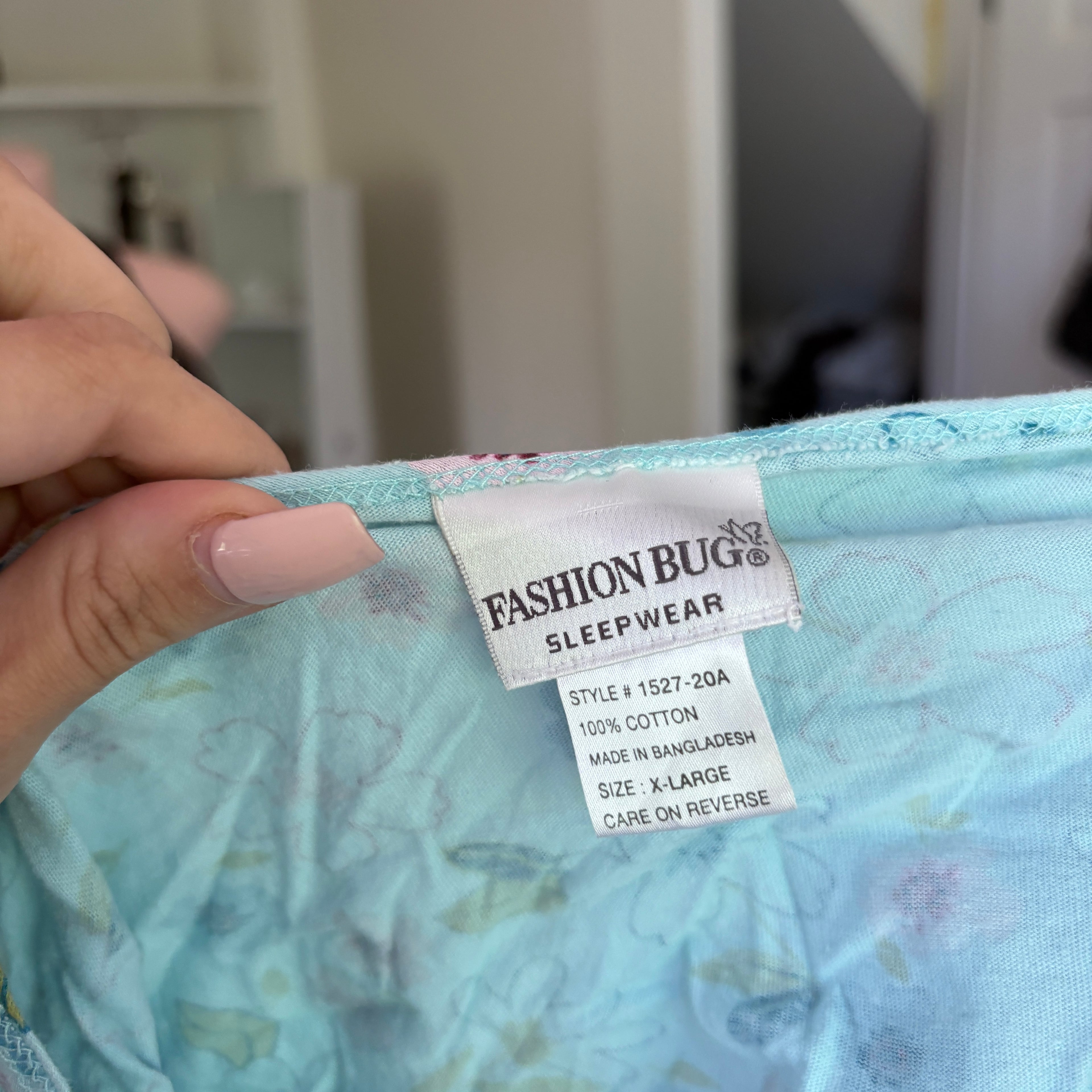 00s blue floral cotton tank (size XL)