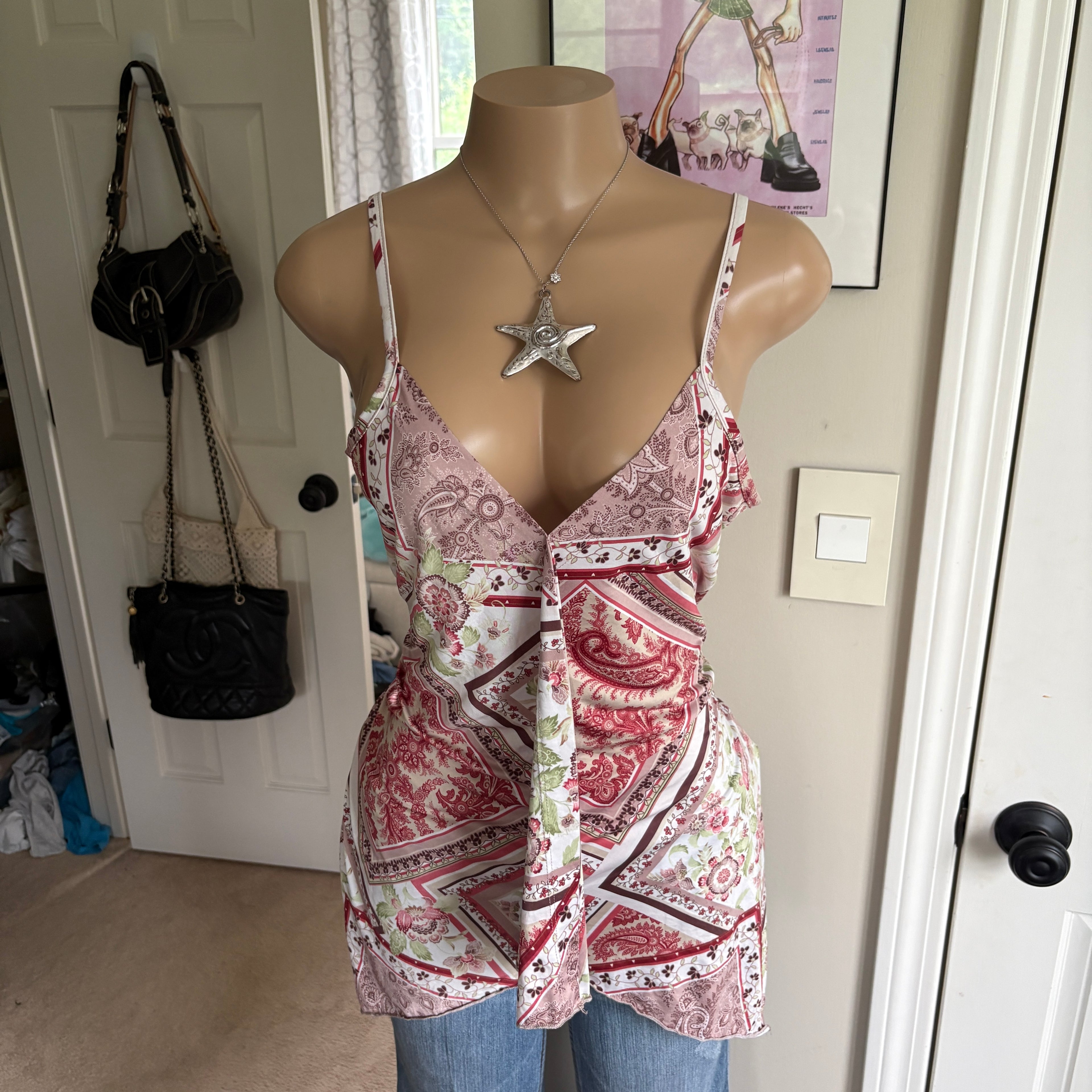 00s floral paisley boho cami (size XL)