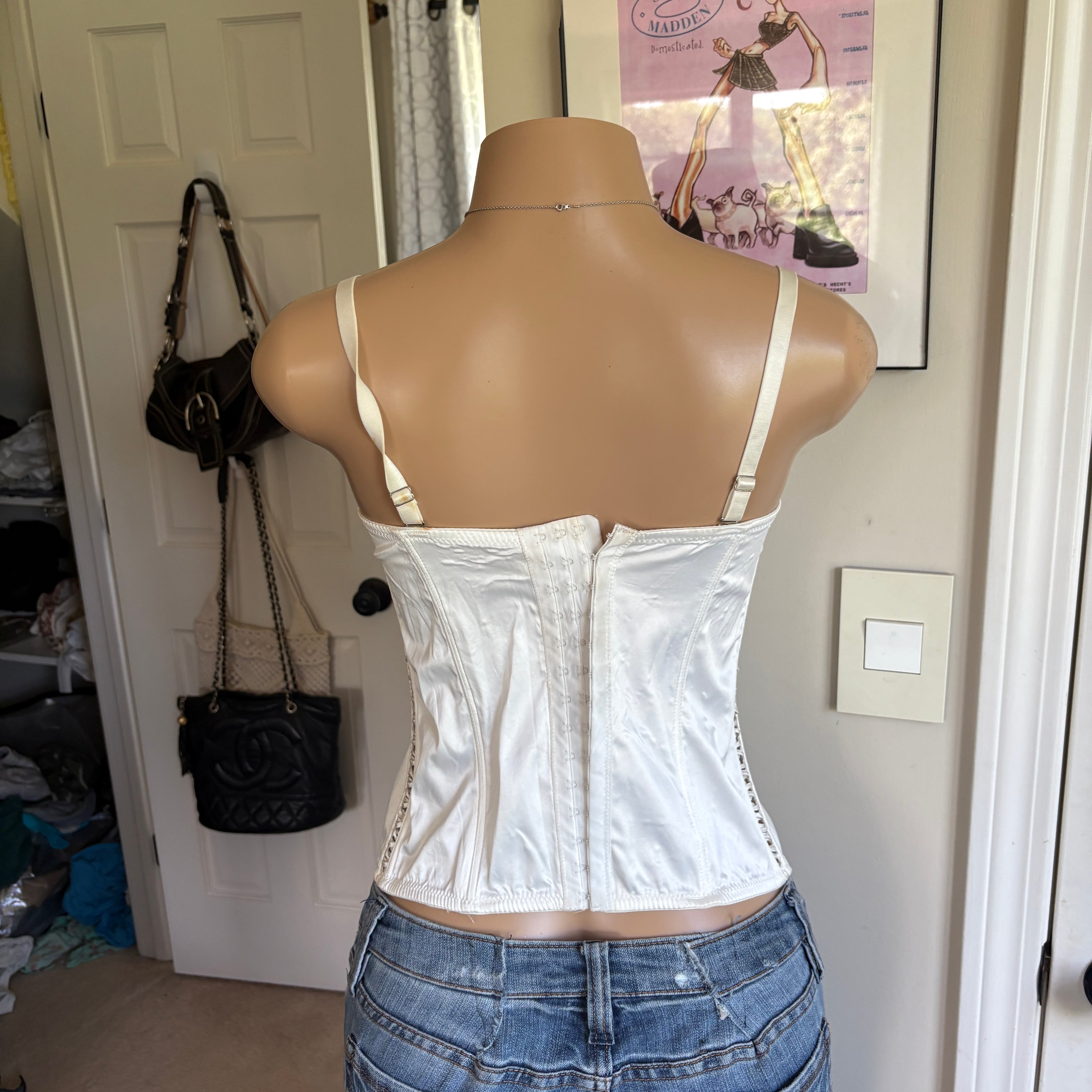 00s white beaded corset bustier top (size 34C)