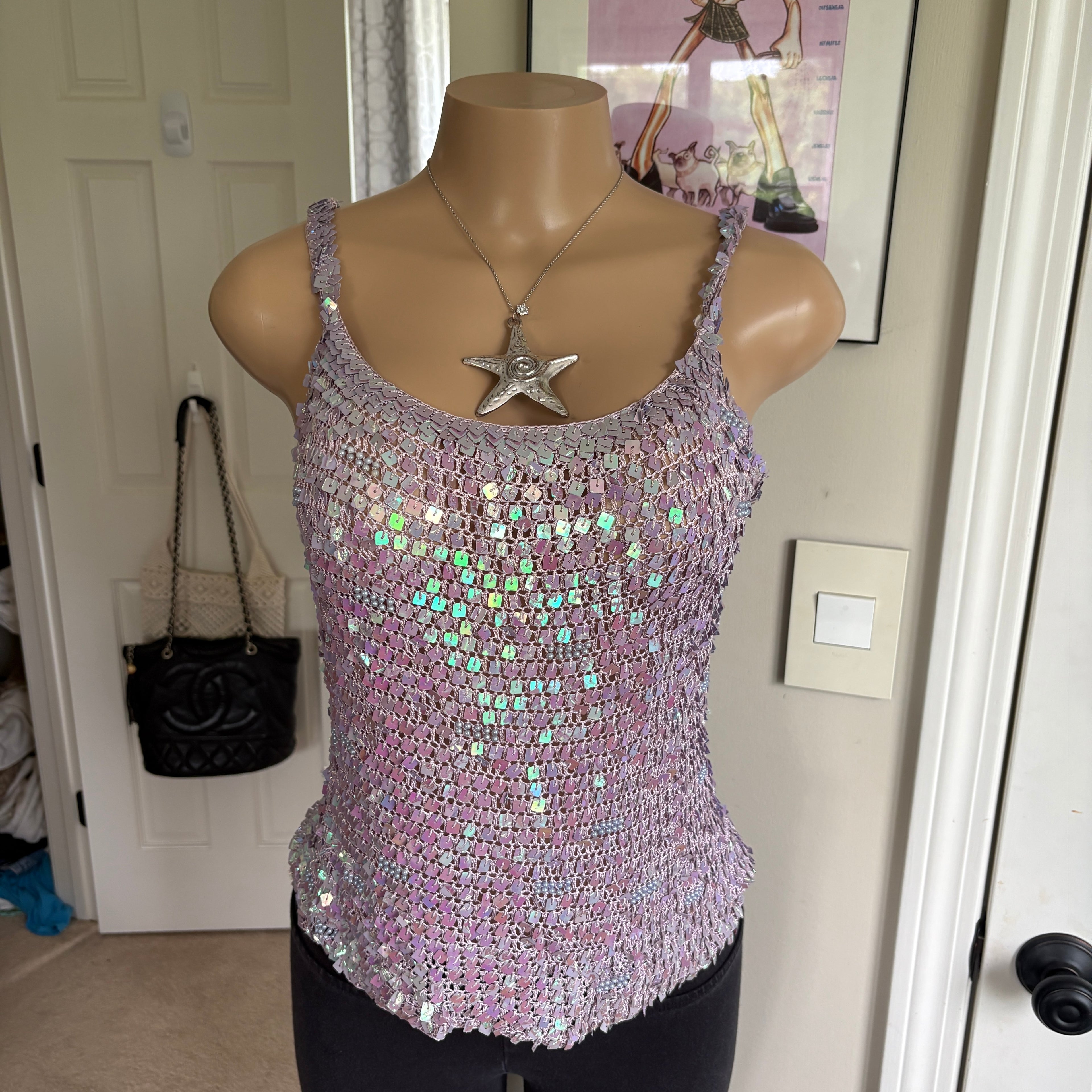 00s purple sequin tank top (size M)