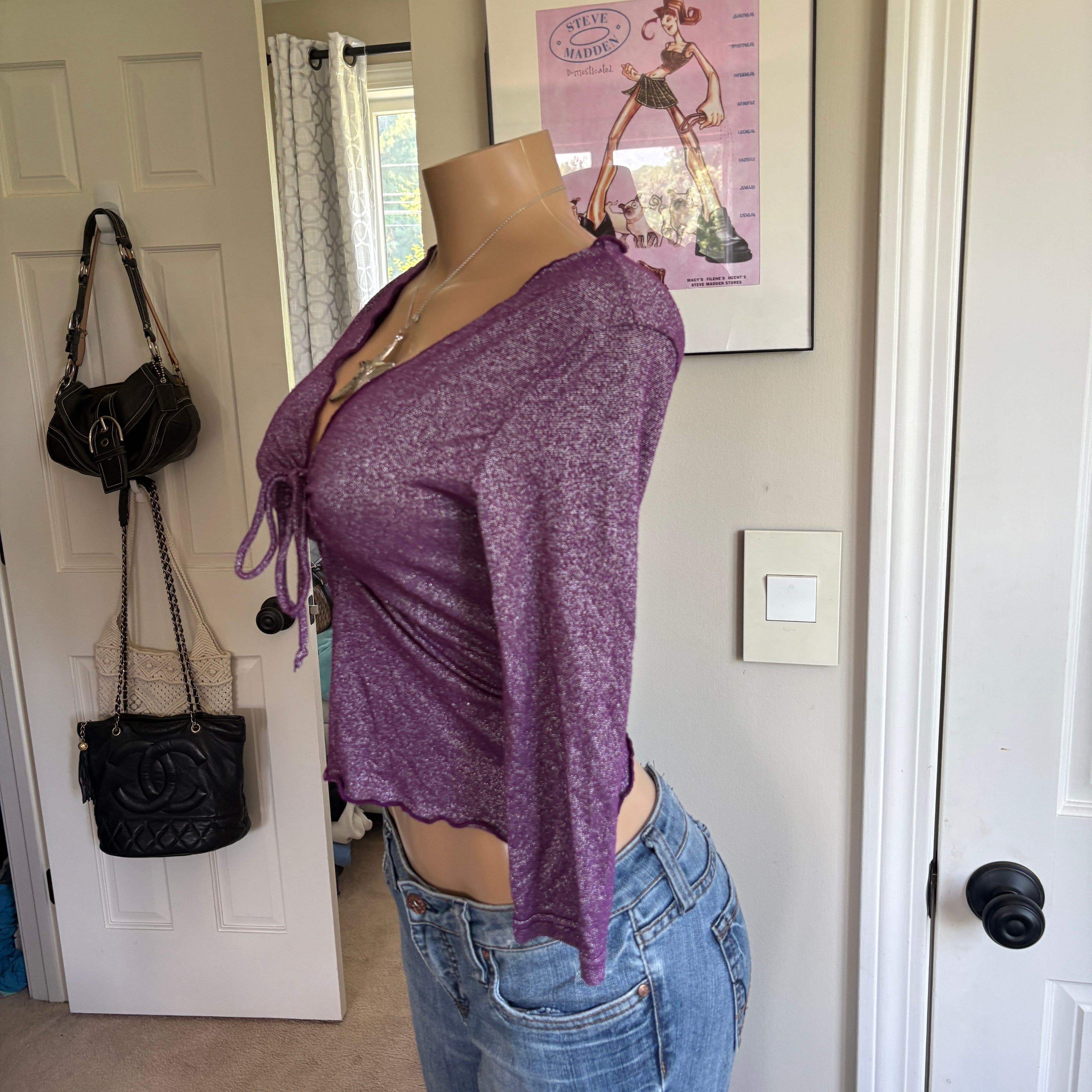 00s purple shimmer bow top (size S)