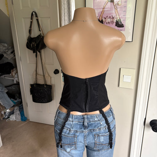 00s black lace strapless corset top (size 36B)