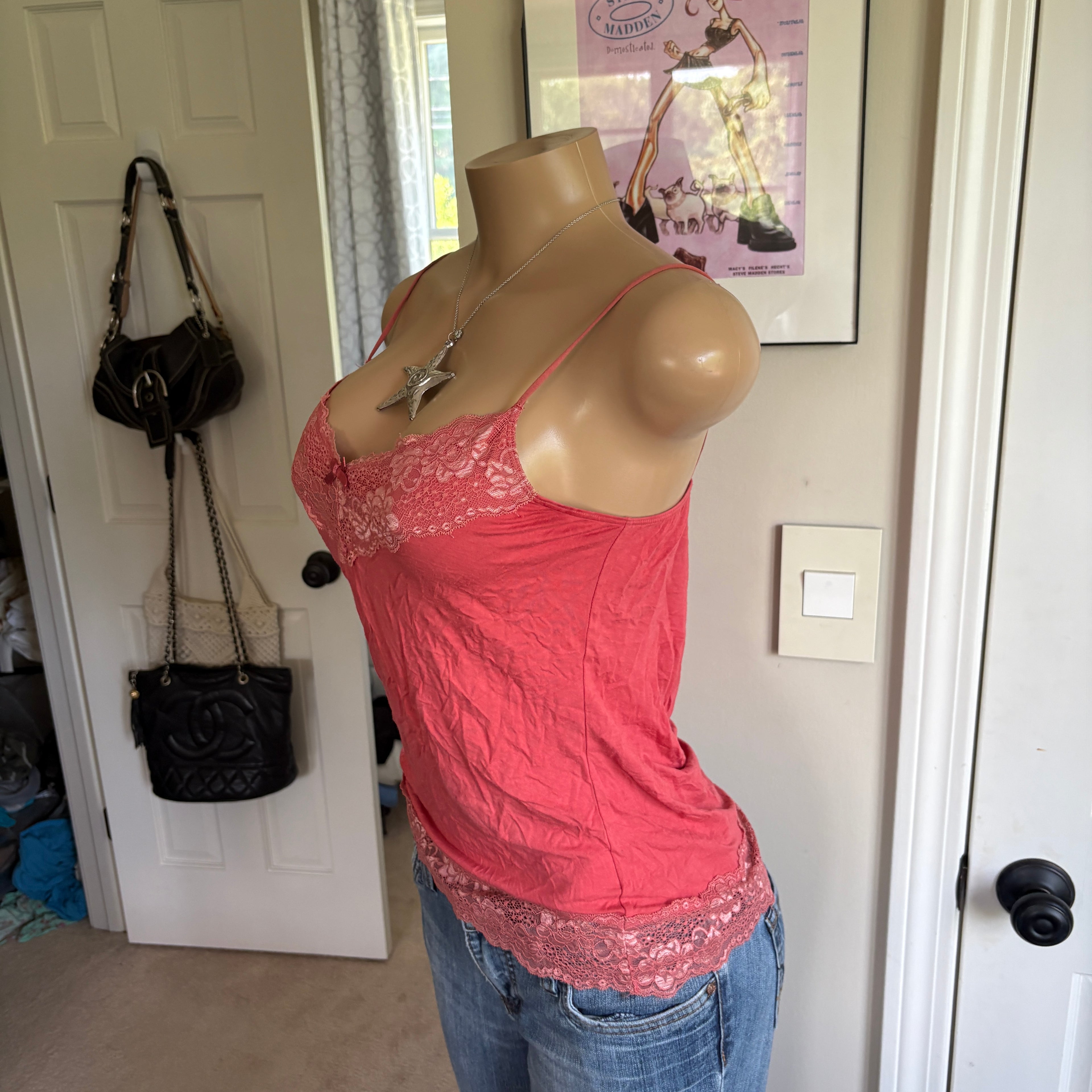 00s pink raspberry lace cami (size M)