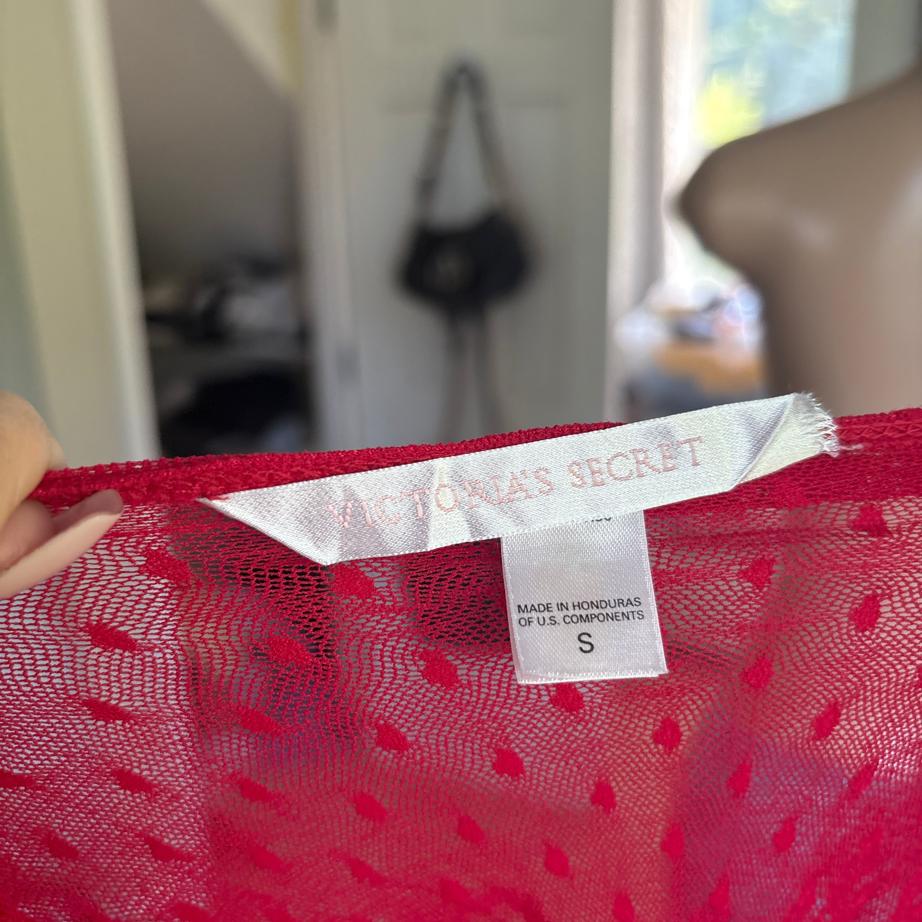 00s Victoria's Secret red rosette slip top (size S)
