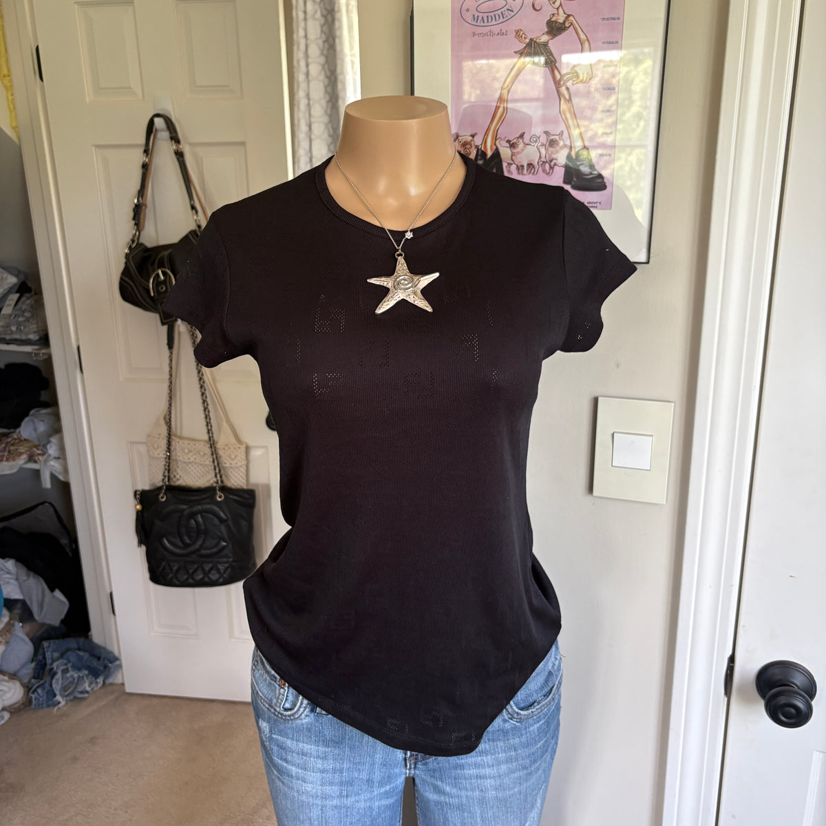 00s Fendi black eyelet top (size M/L)