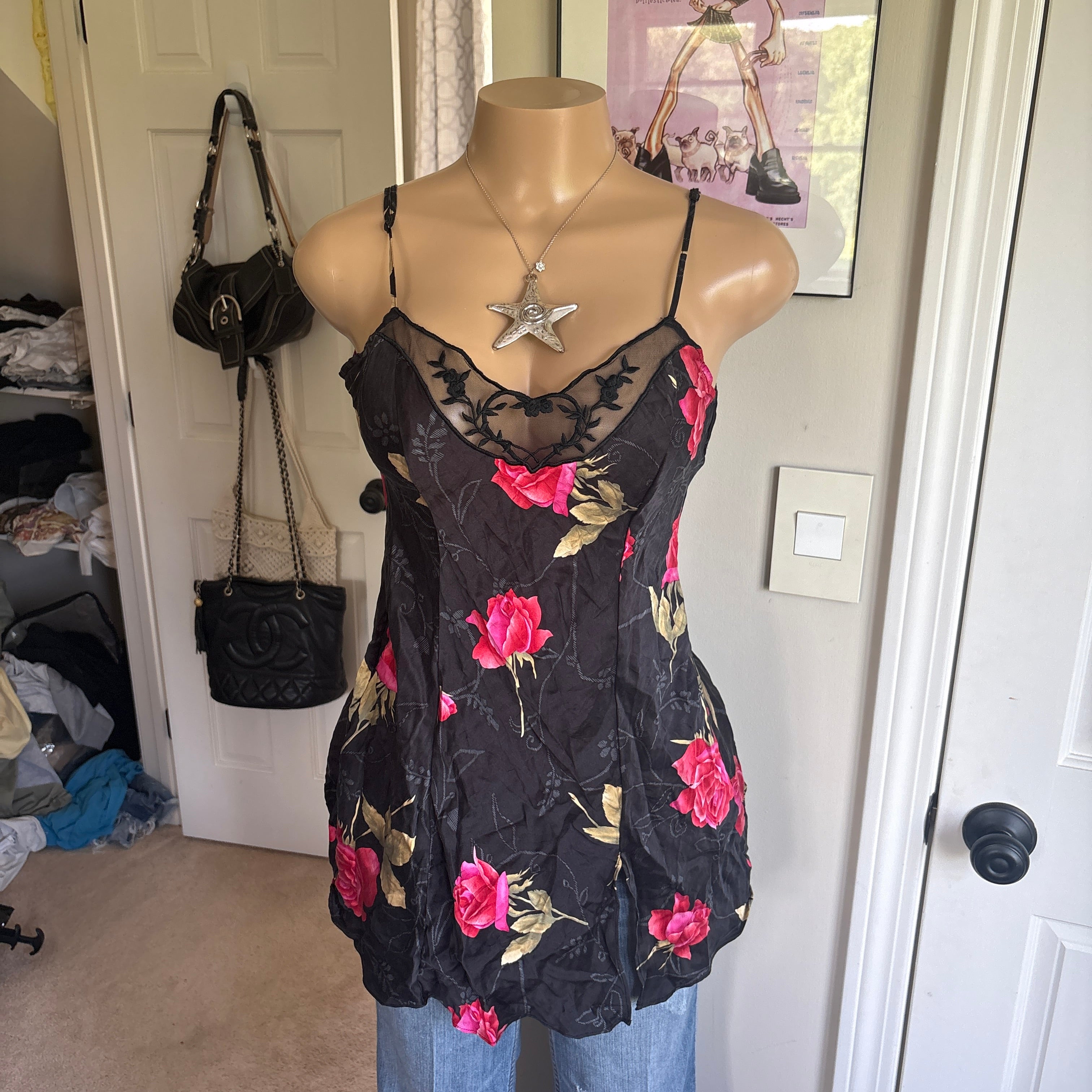 00s Victoria's Secret silk floral cami slip top (size s)