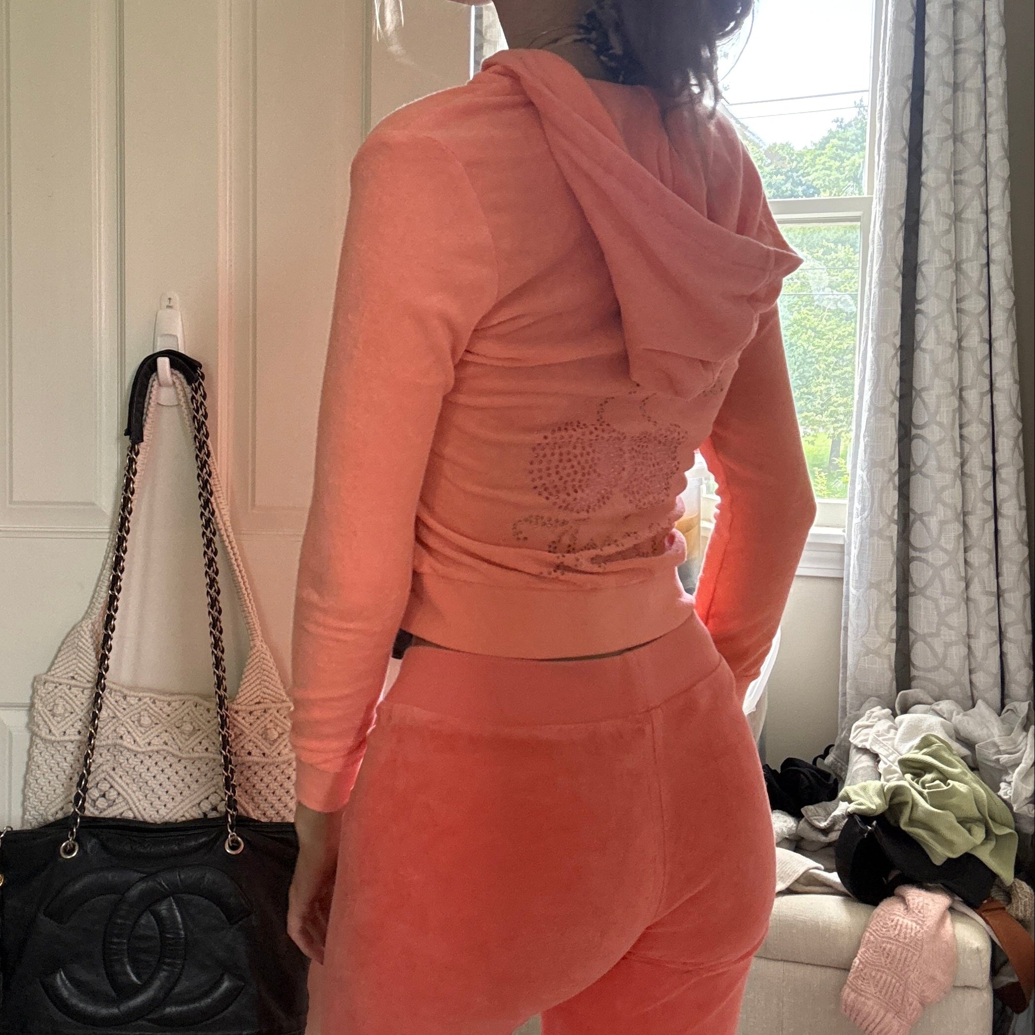 00s Juicy Couture cherry coral pink tracksuit set (size XS/S)
