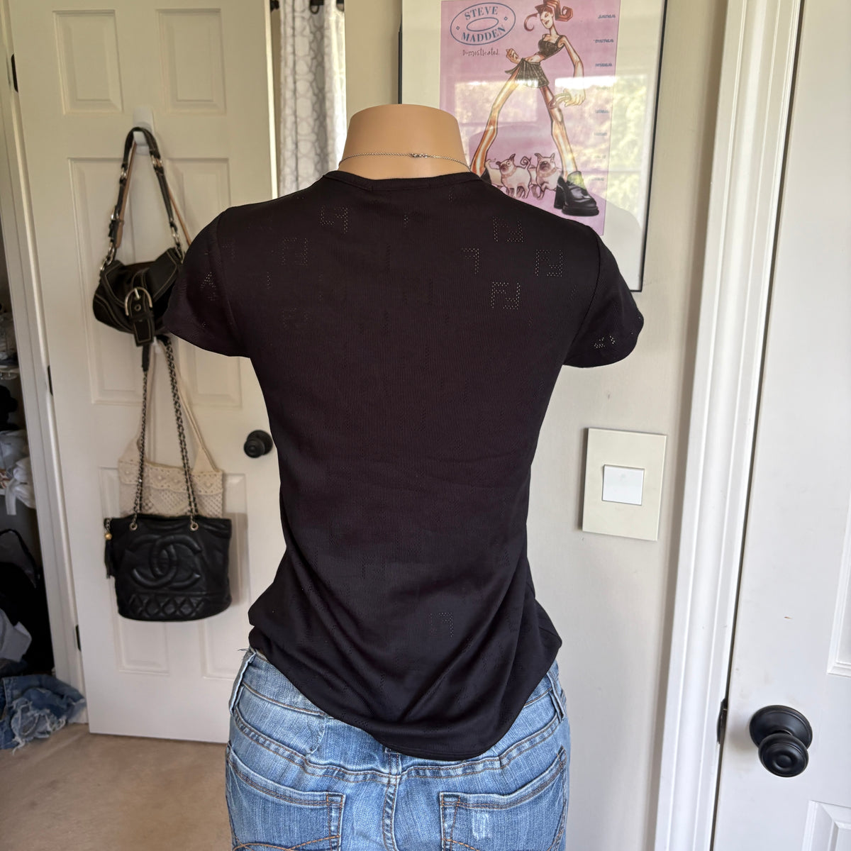00s Fendi black eyelet top (size M/L)