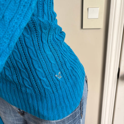 00s American Eagle blue fitted sweater top (size S)
